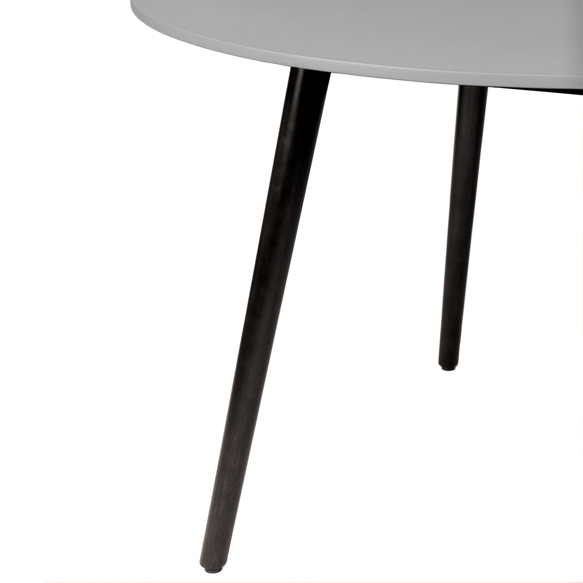 Three Piece Gray and Black Round Stone Dining Set with Two Chairs