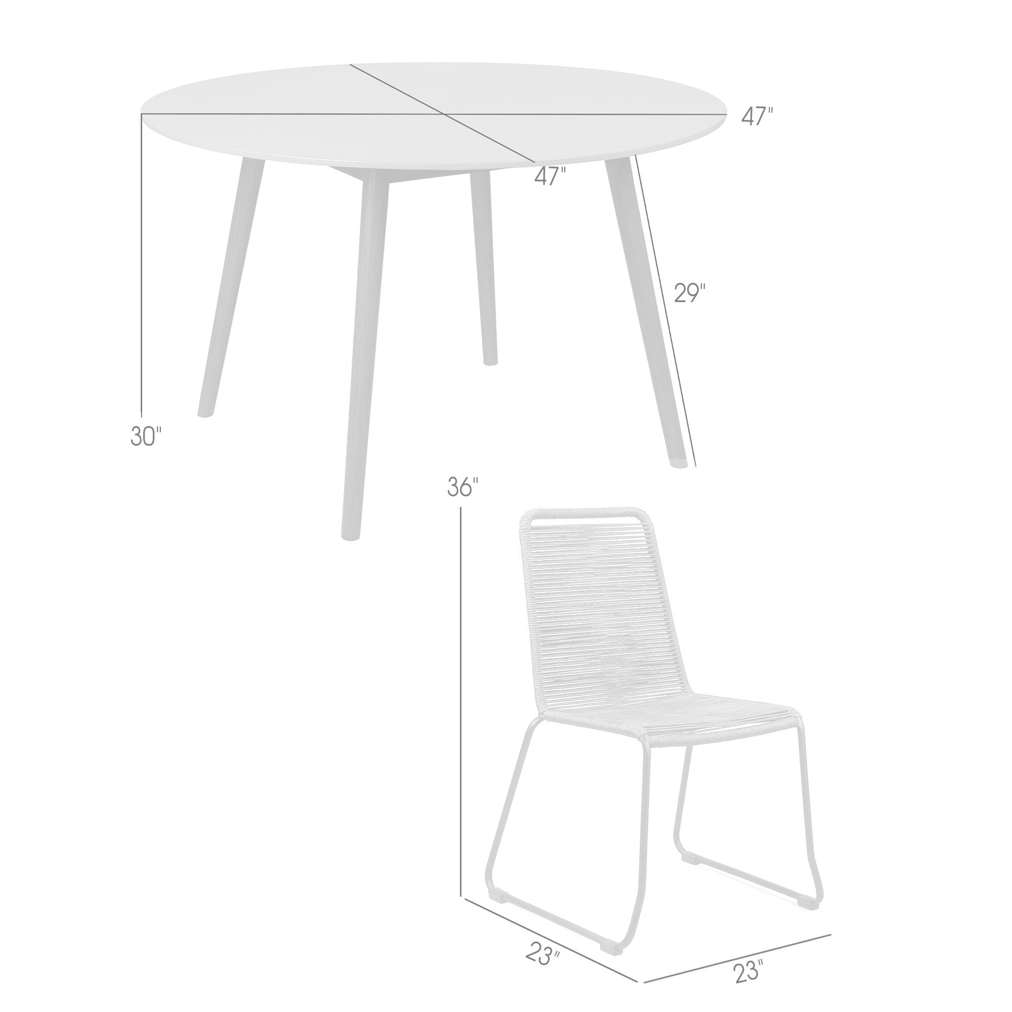 Five Piece Gray and Black Round Stone Dining Set with Four Chairs