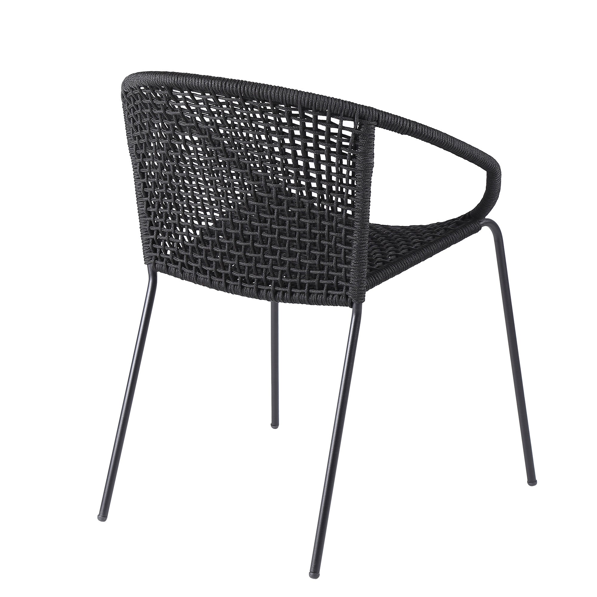Three Piece Gray and Black Round Stone Dining Set with Two Chairs