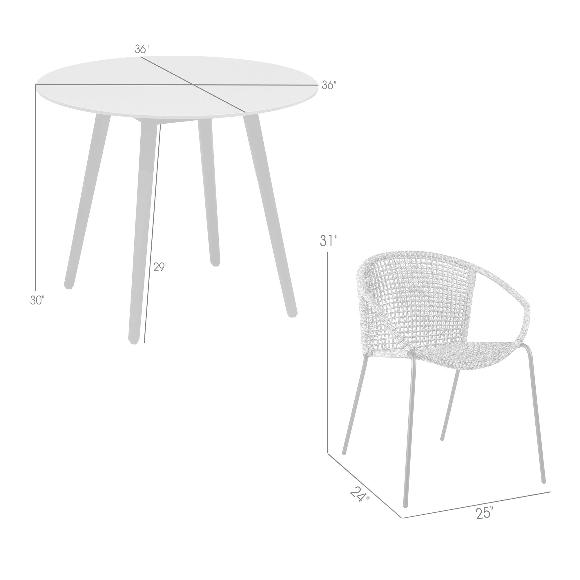 Three Piece Gray and Black Round Stone Dining Set with Two Chairs