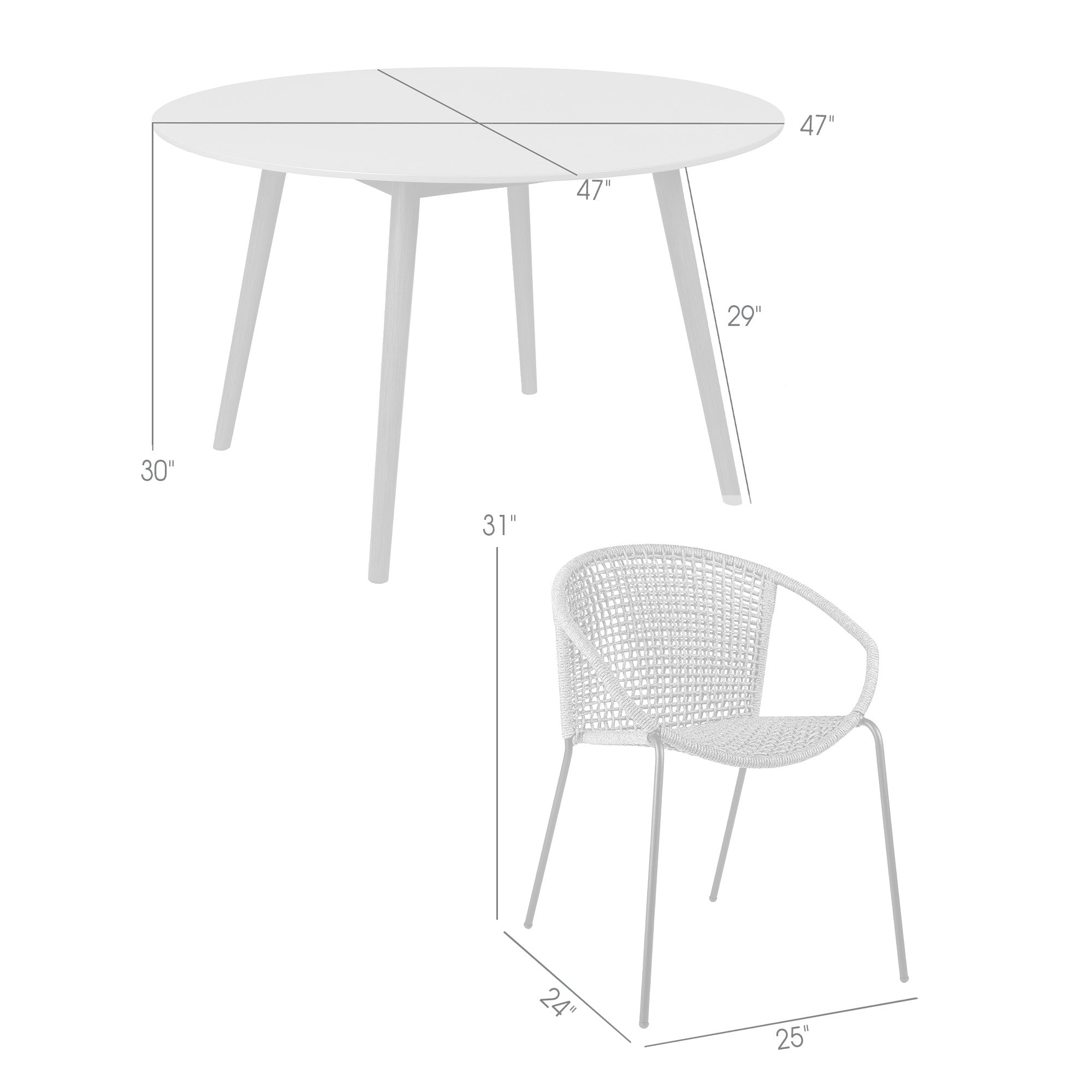 Five Piece Gray and Black Round Stone Dining Set with Four Chairs