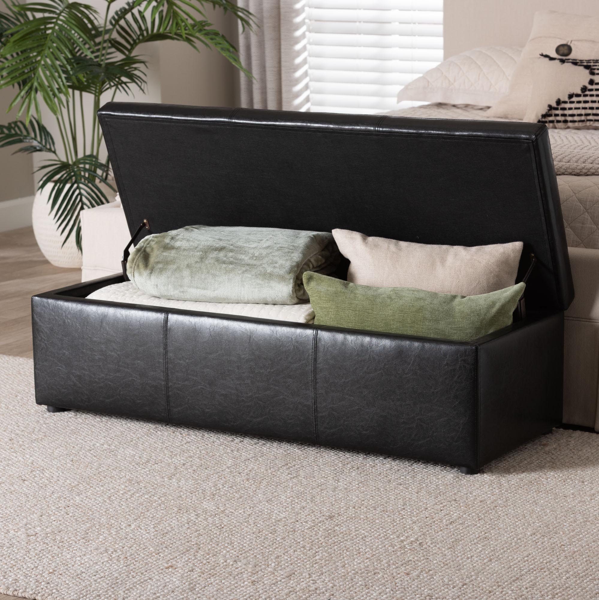 Baxton Studio Dennehy Black Modern Ottoman