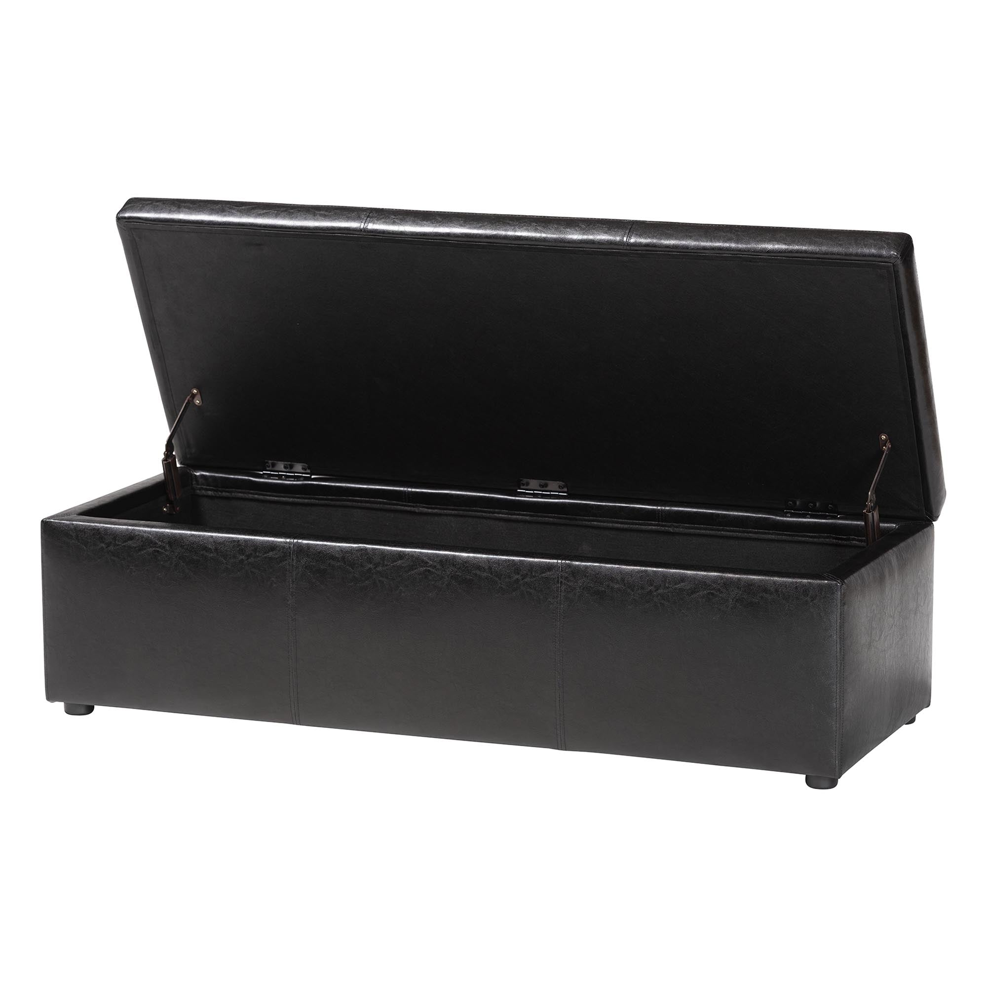 Baxton Studio Dennehy Black Modern Ottoman