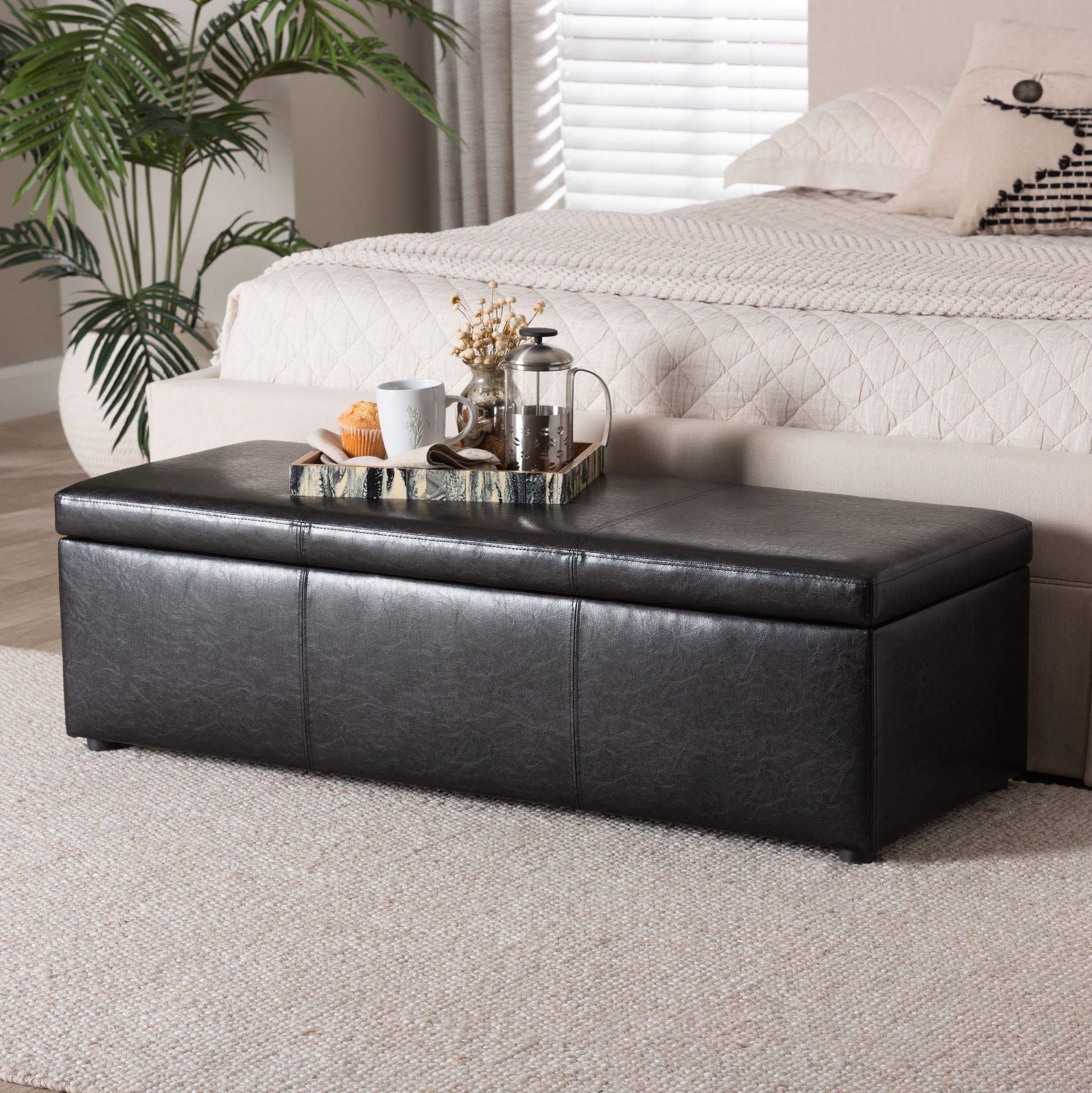 Baxton Studio Dennehy Black Modern Ottoman