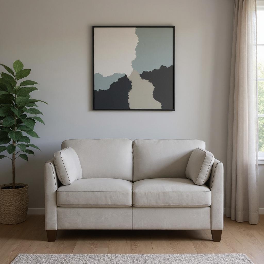 59" Off White And Brown Leather Loveseat