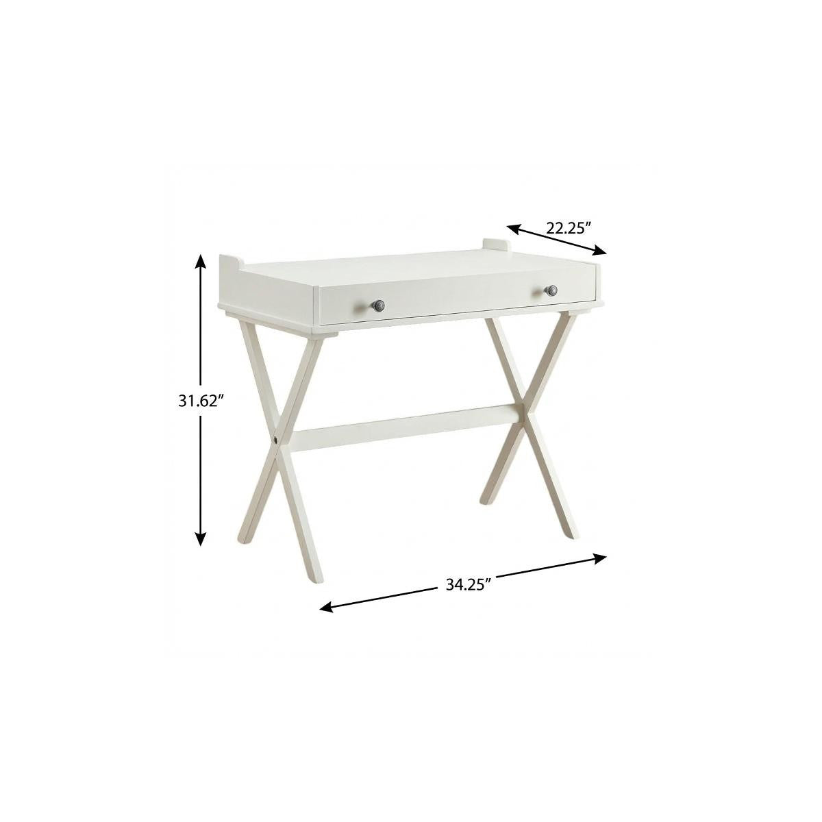 34" Antiqued White Wood Flip Top Desk