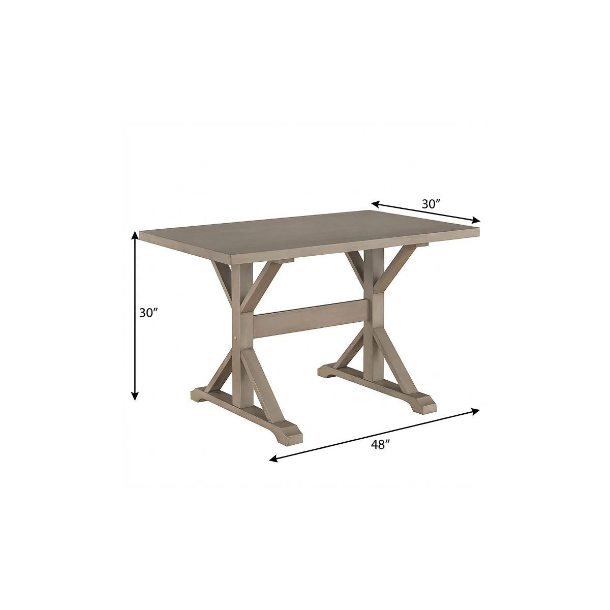 48" Gray Solid Wood Trestle Writing Desk