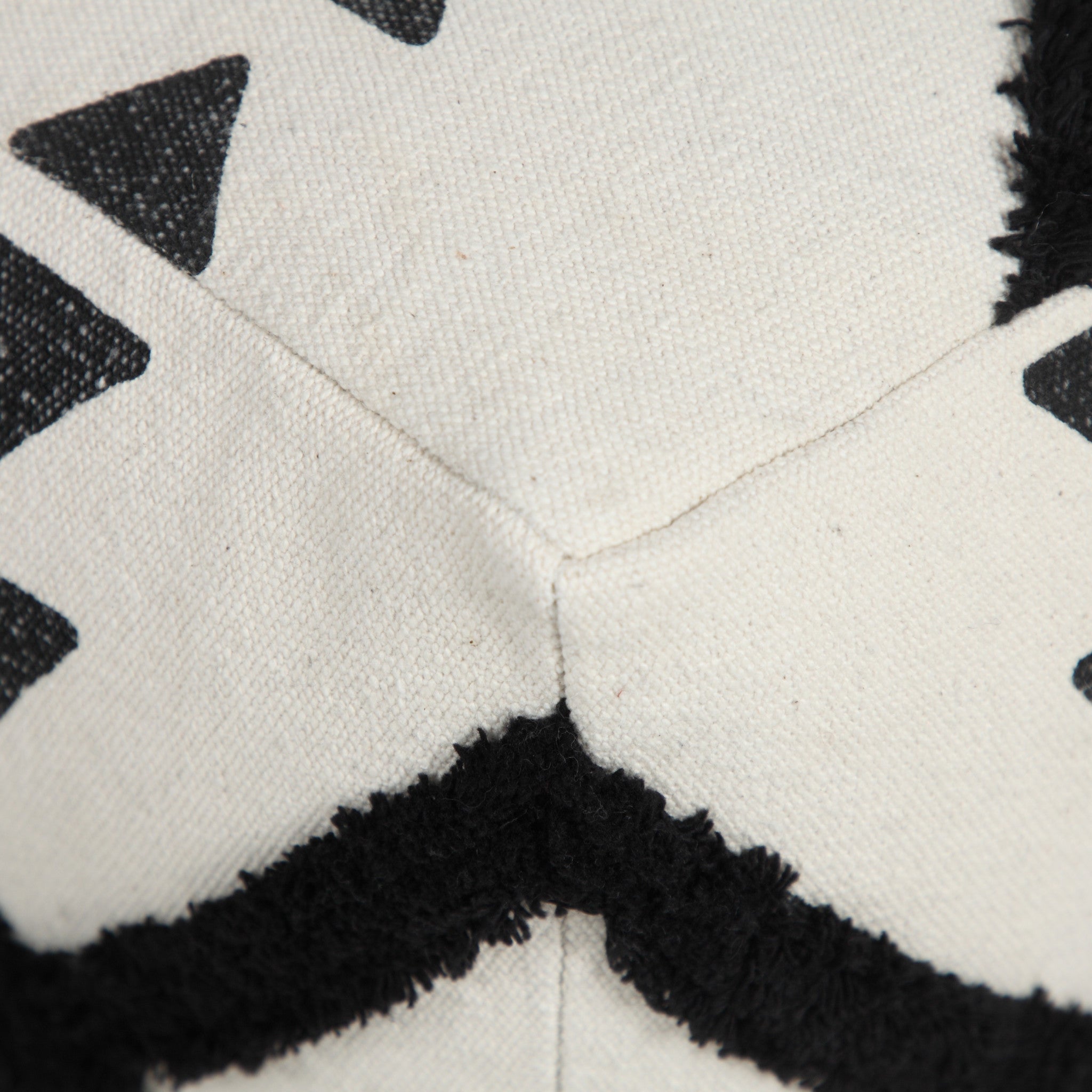 18" White Cotton Geometric Pouf Ottoman