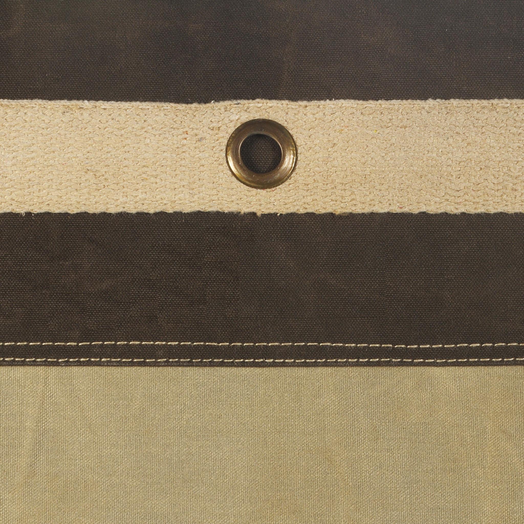 20" Brown Cotton Striped Pouf Ottoman
