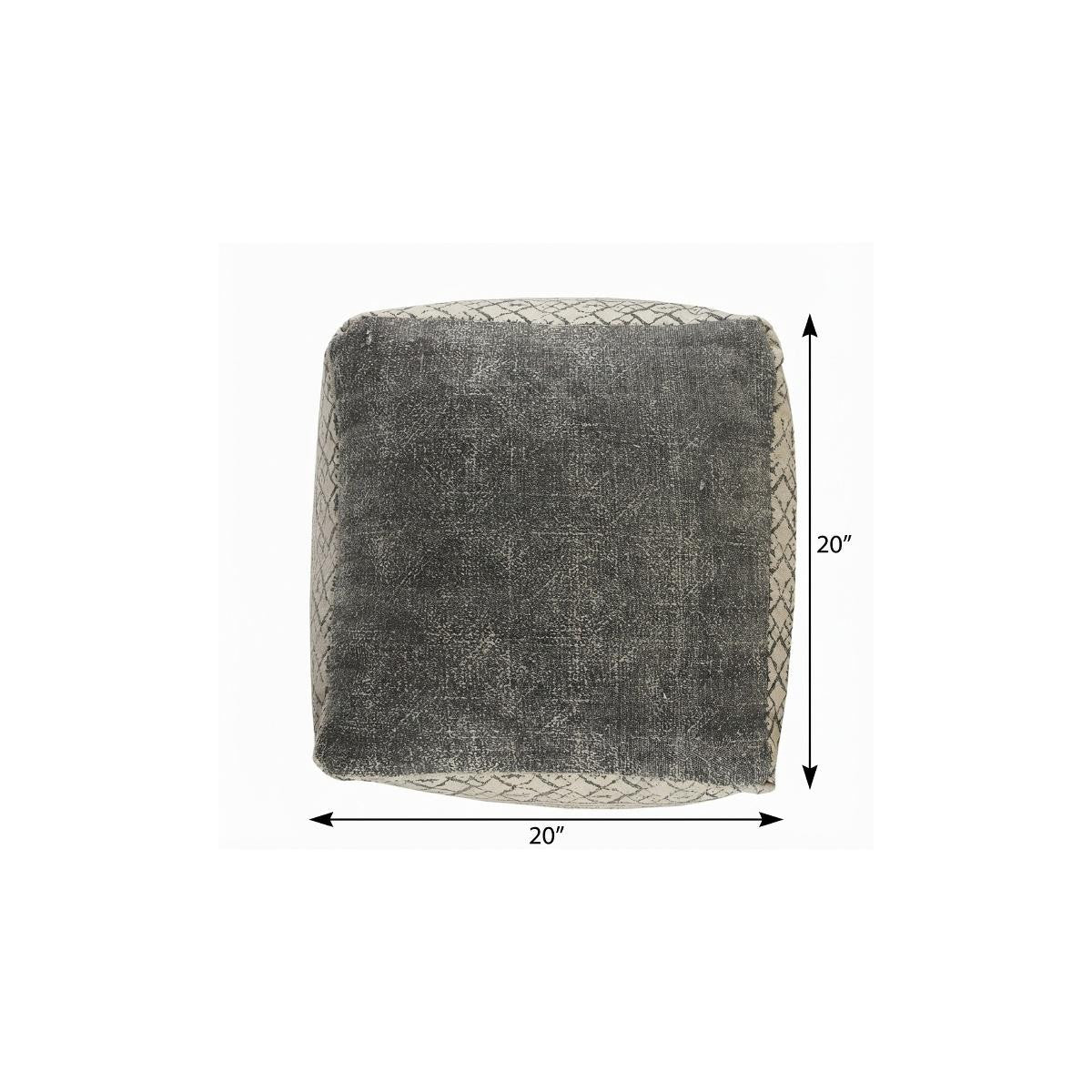 20" Cream Cotton Tribal Pouf Ottoman