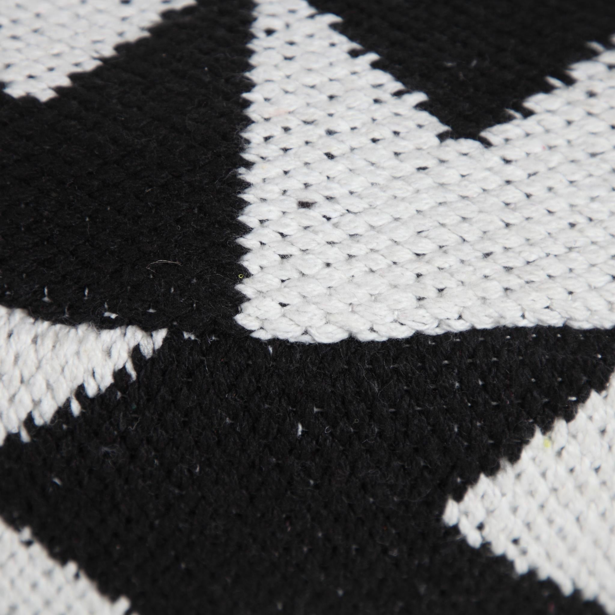 18" Black Chevron Cylinder Pouf Ottoman