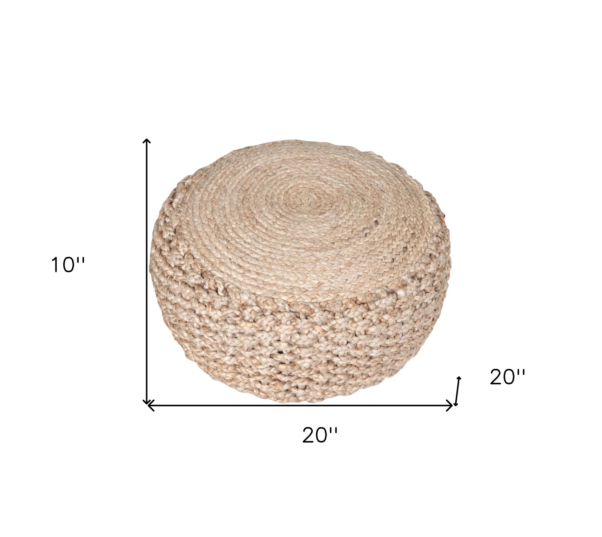 20" Tan Round Geometric Pouf Ottoman