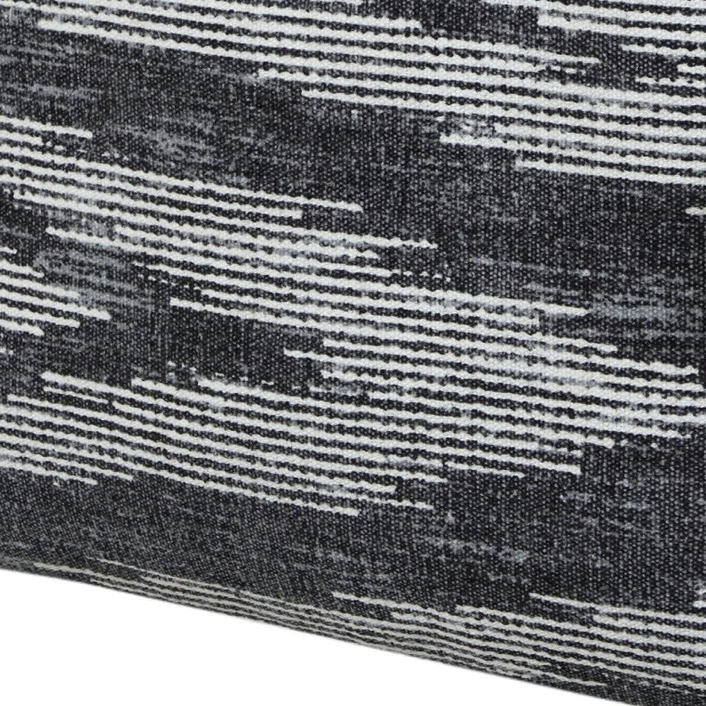 18" Gray Cotton Striped Pouf Ottoman