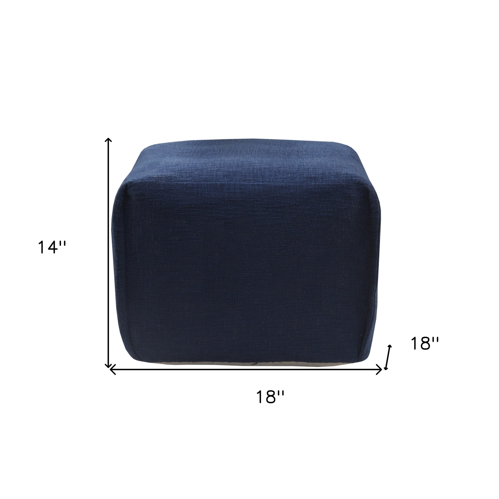 18" Blue Cotton Patchwork Pouf Ottoman