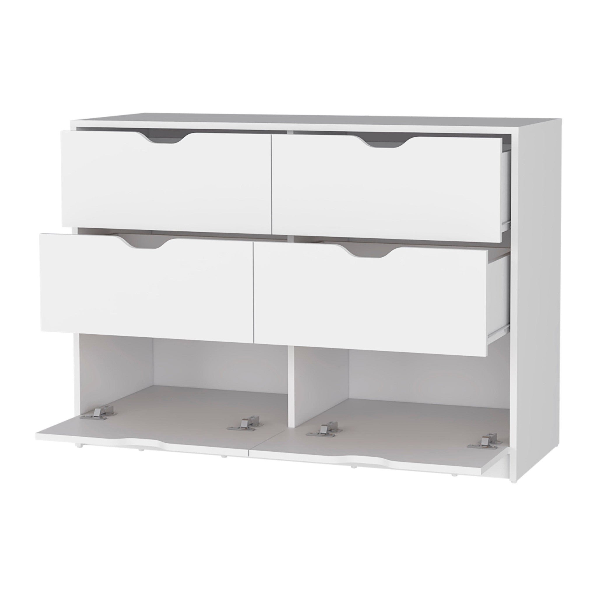 42" White Six Drawer Dresser