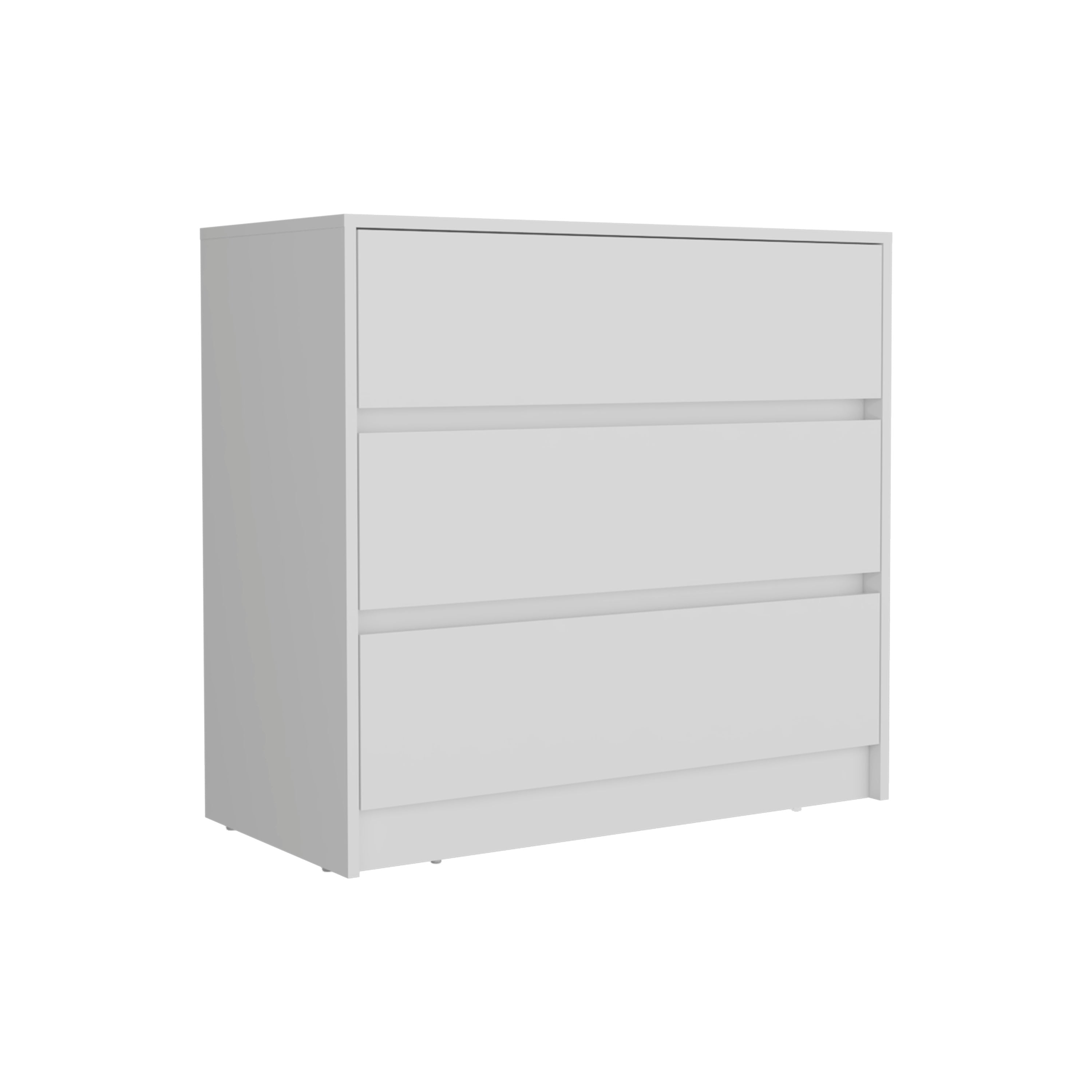 33" White Wood Three Drawer Dresser