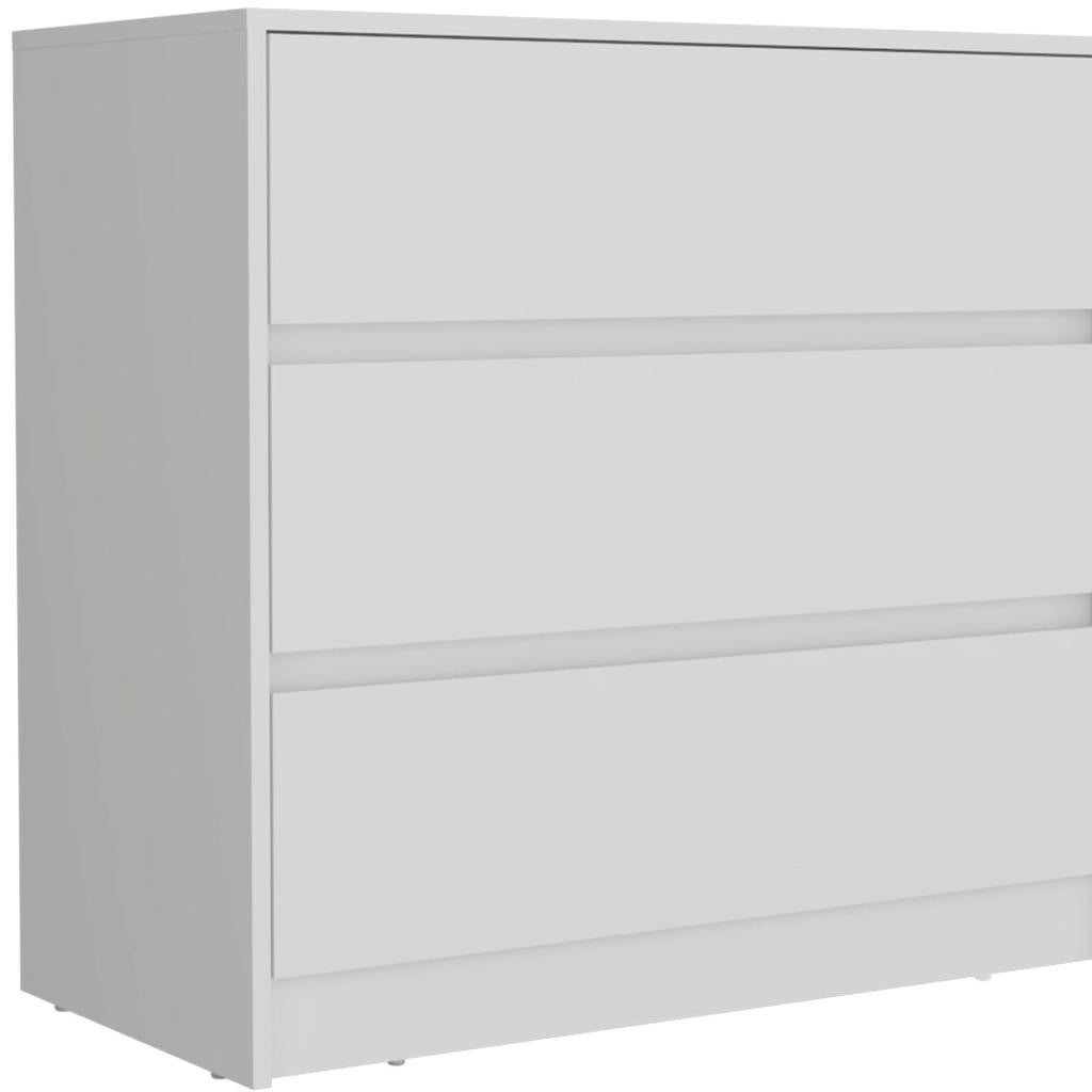 33" White Wood Three Drawer Dresser