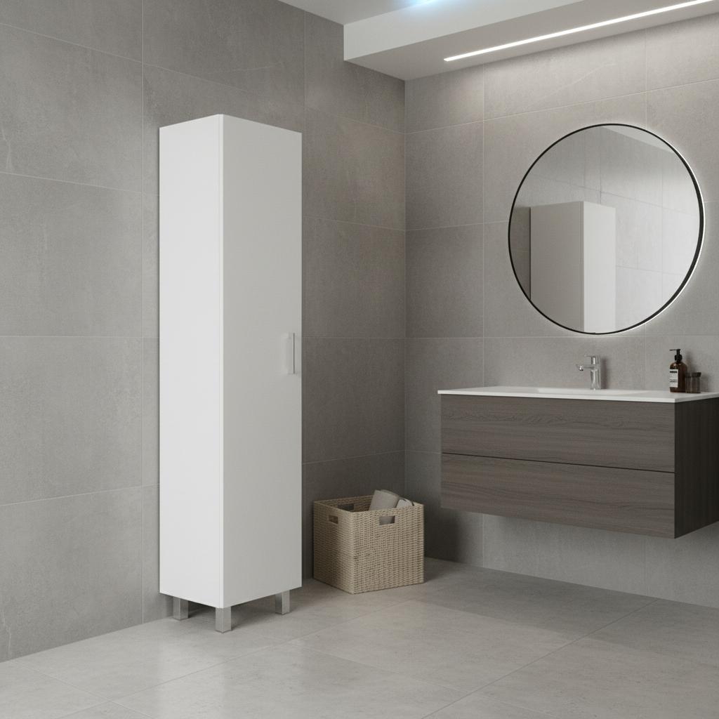 16" White Accent Cabinet With Four Shelves