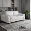 72" White And Gold Genuine Leather Loveseat