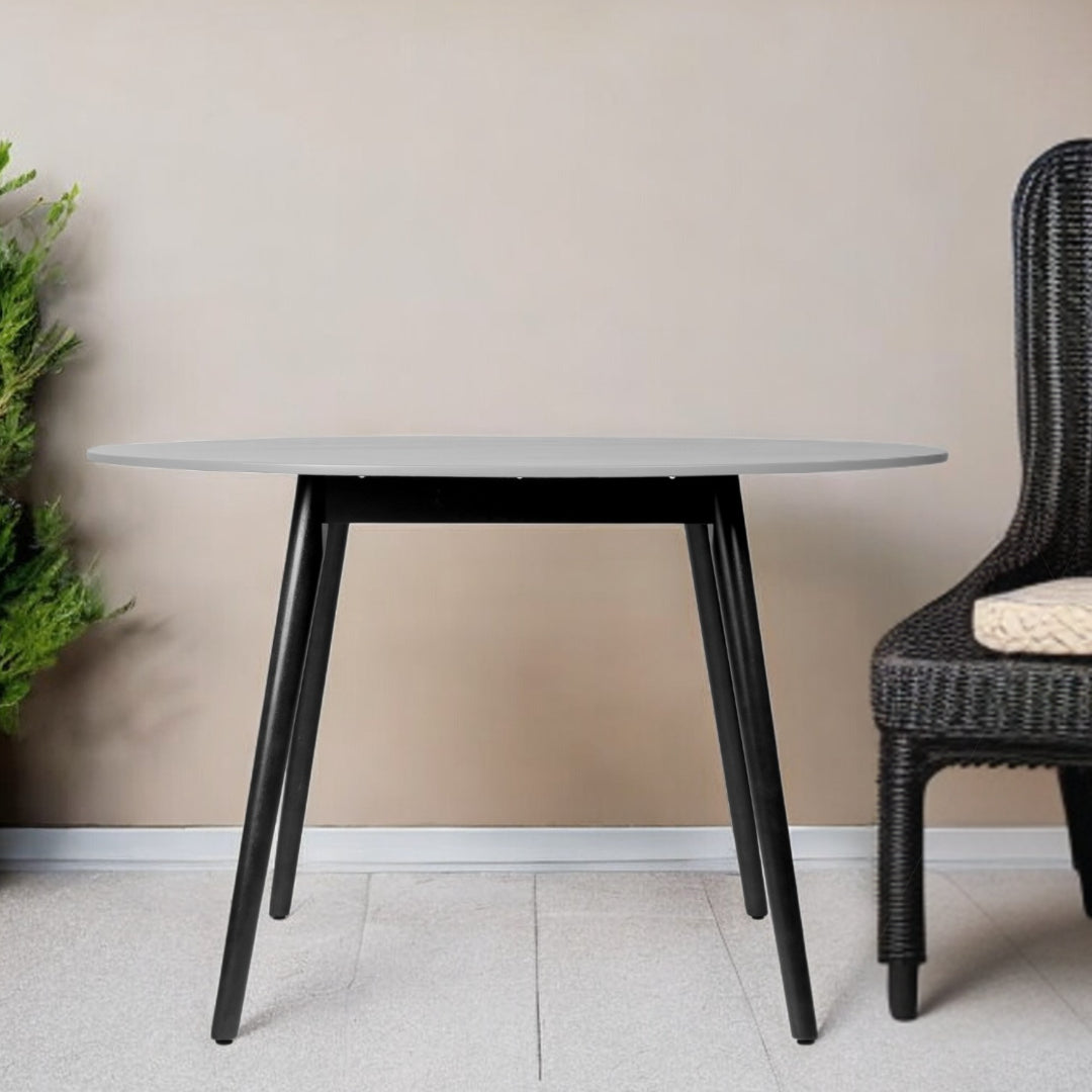 47" Gray Rounded Stone Outdoor Dining Table