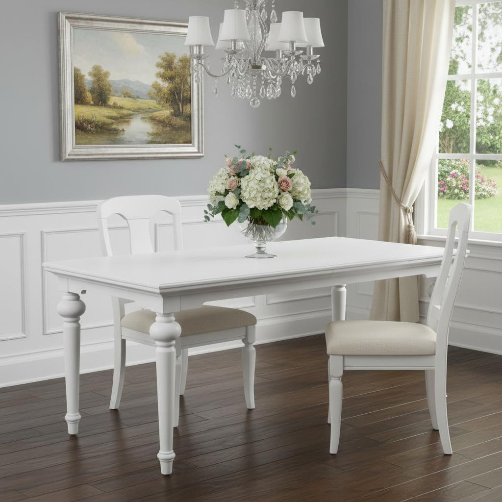 79" White Solid Wood Dining Table