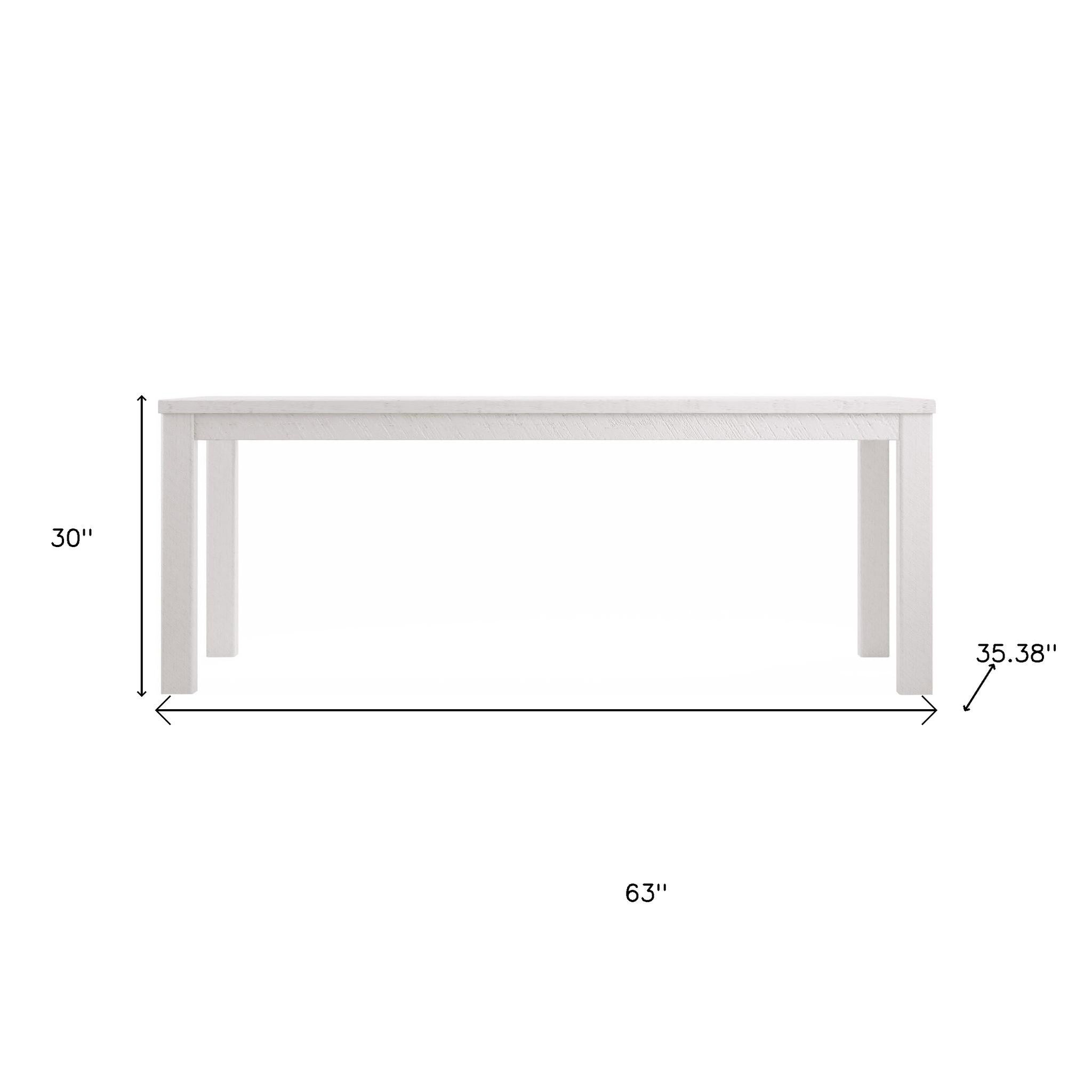 63" White Solid Wood Dining Table