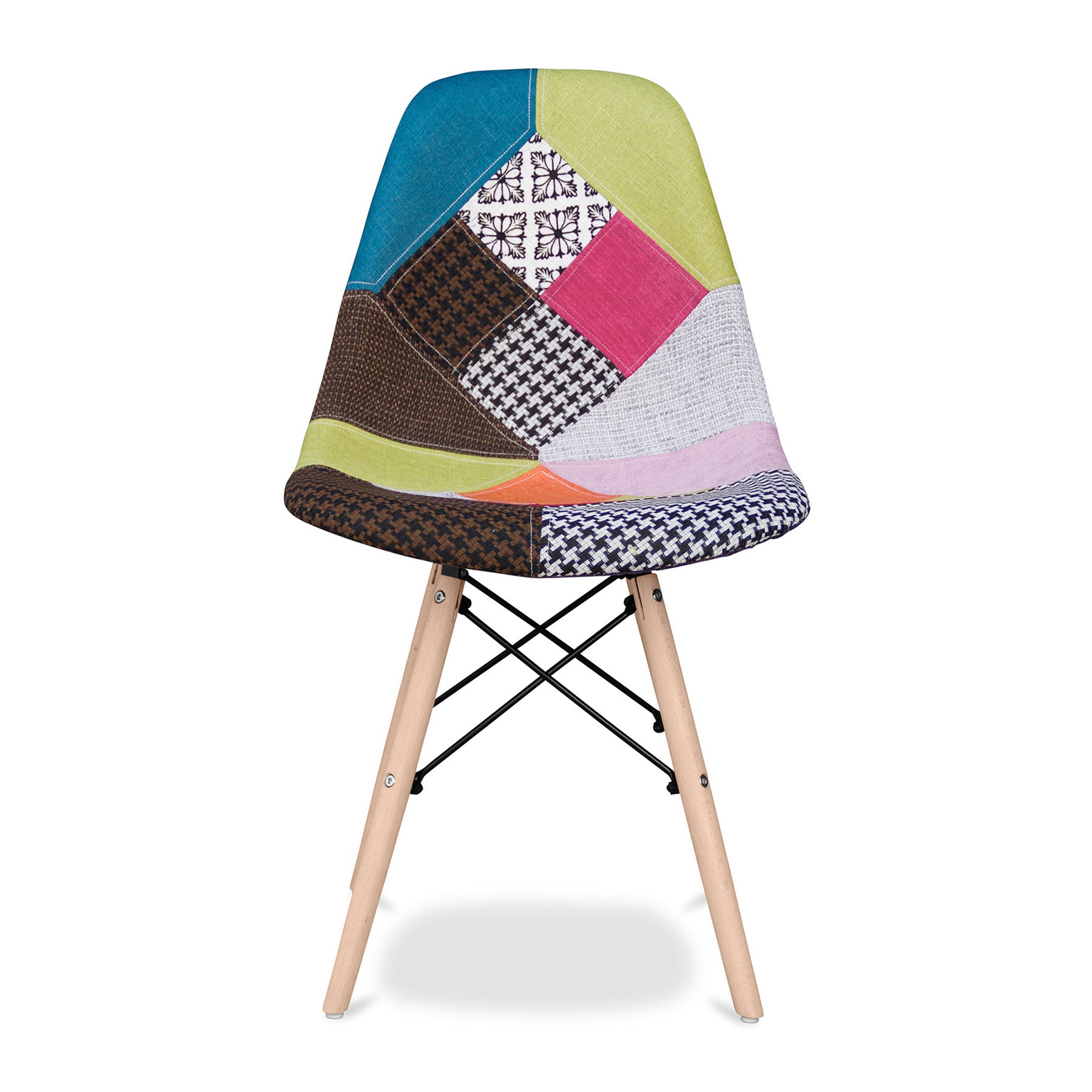 Pink and Natural Upholstered Fabric Dining Side Chair