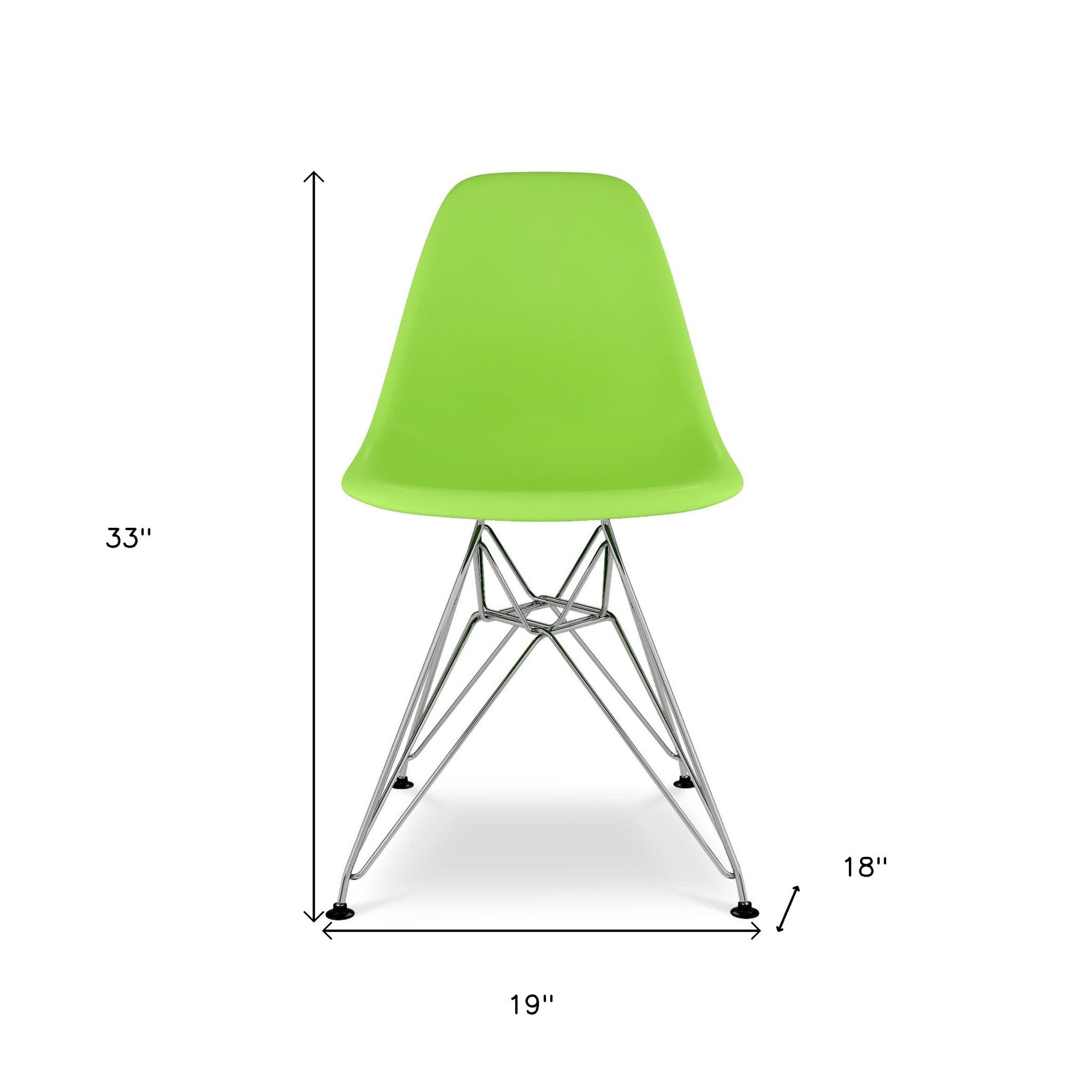 Green and Silver Steel Dining Side Chair