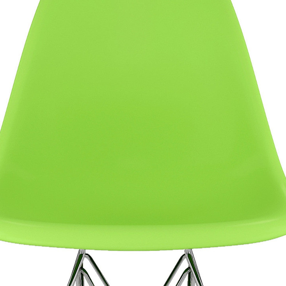 Green and Silver Steel Dining Side Chair