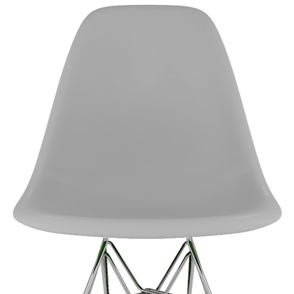 Gray and Silver Steel Dining Side Chair