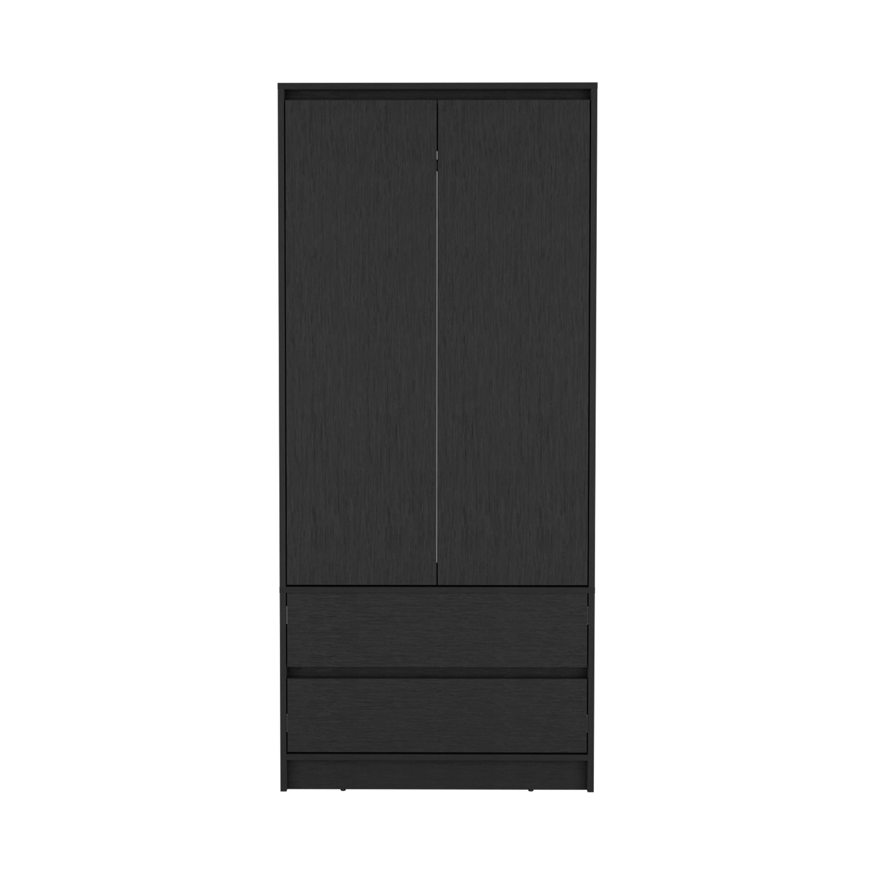 71" Black Wood Two Door Two Drawer Combo Dresser