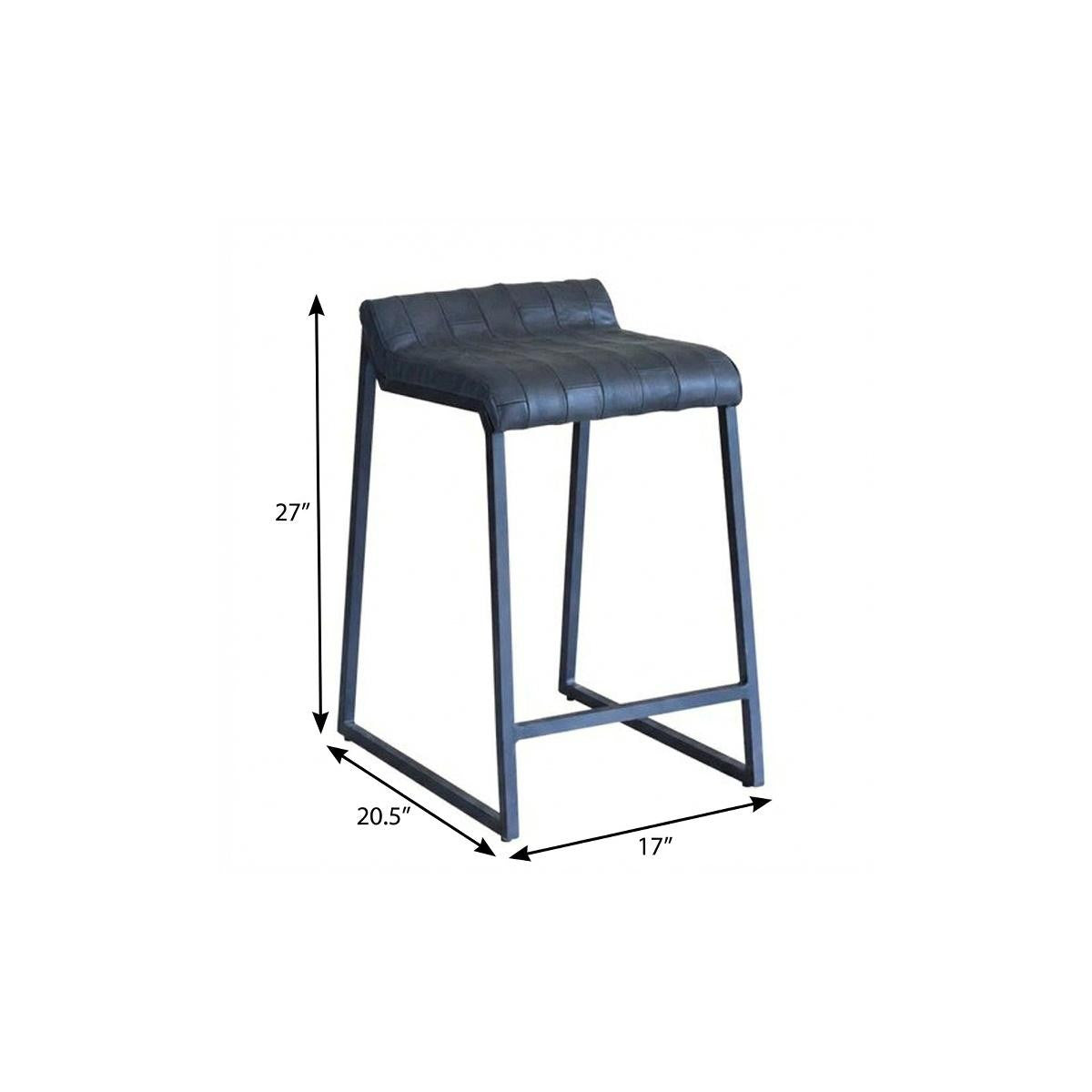 25" Gray Iron Low Back Counter Height Bar Chair