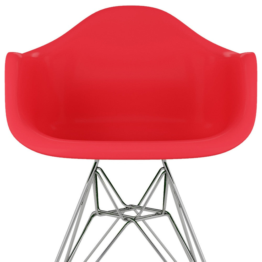 Red and Silver Dining Arm Chair