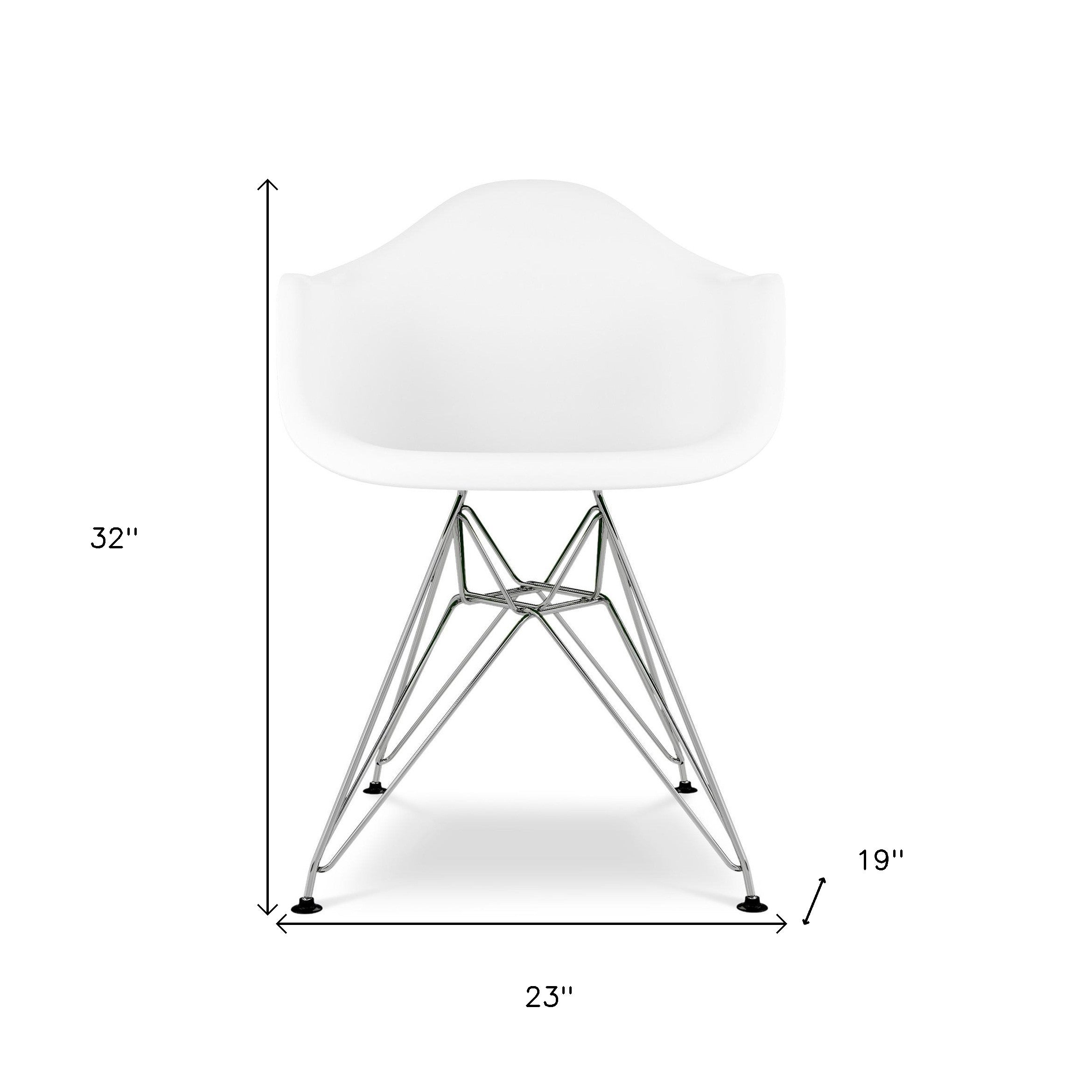 White And Silver Heavy Duty Plastic Dining Arm Chair