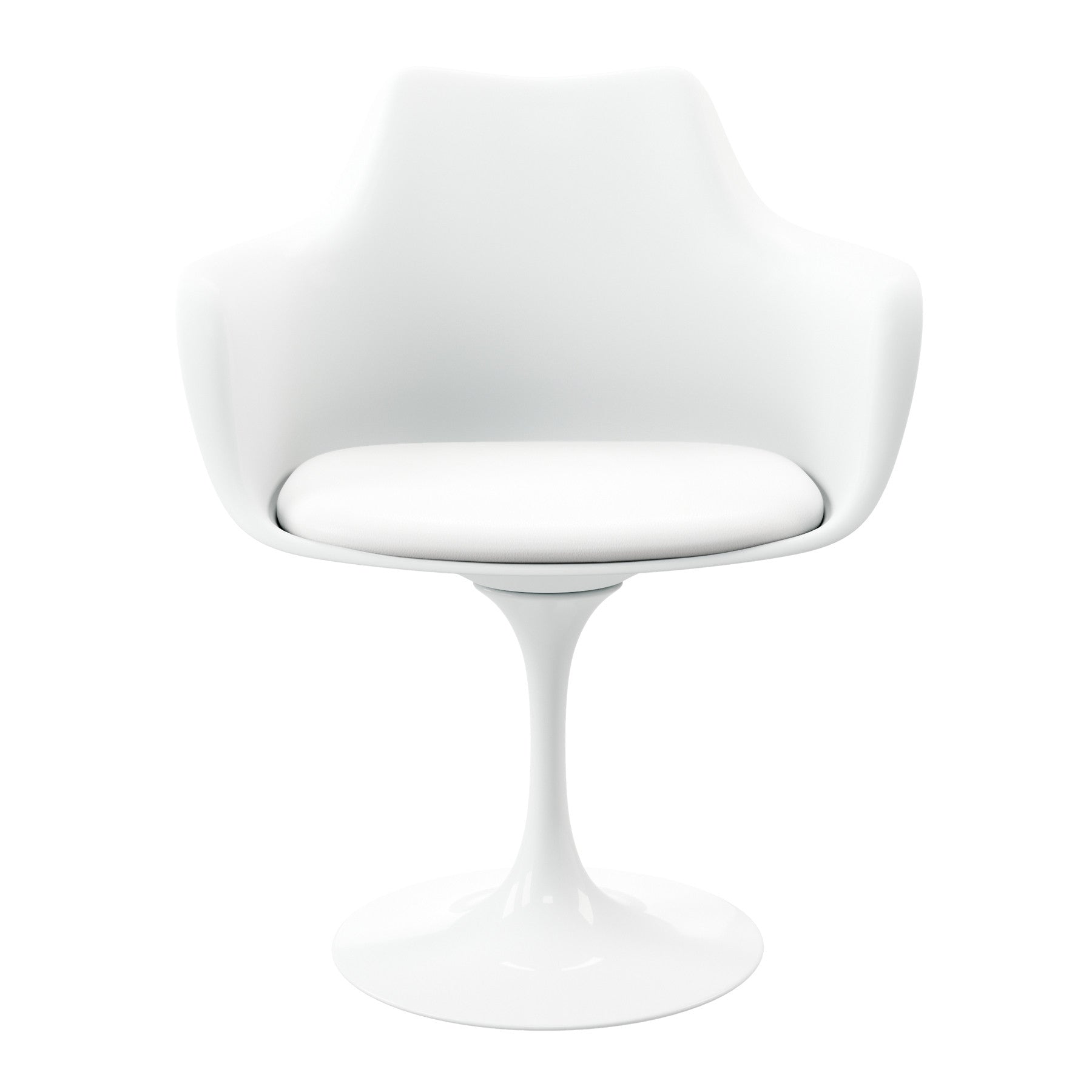 White Upholstered Faux Leather Dining Arm Chair