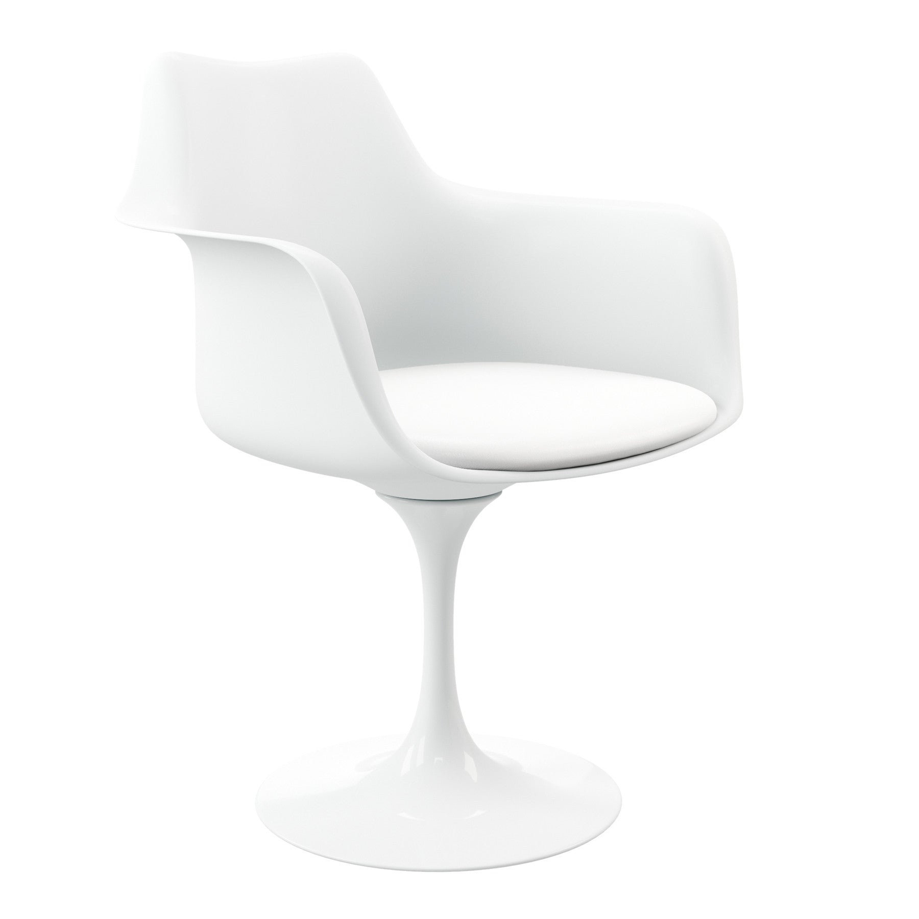 White Upholstered Faux Leather Dining Arm Chair