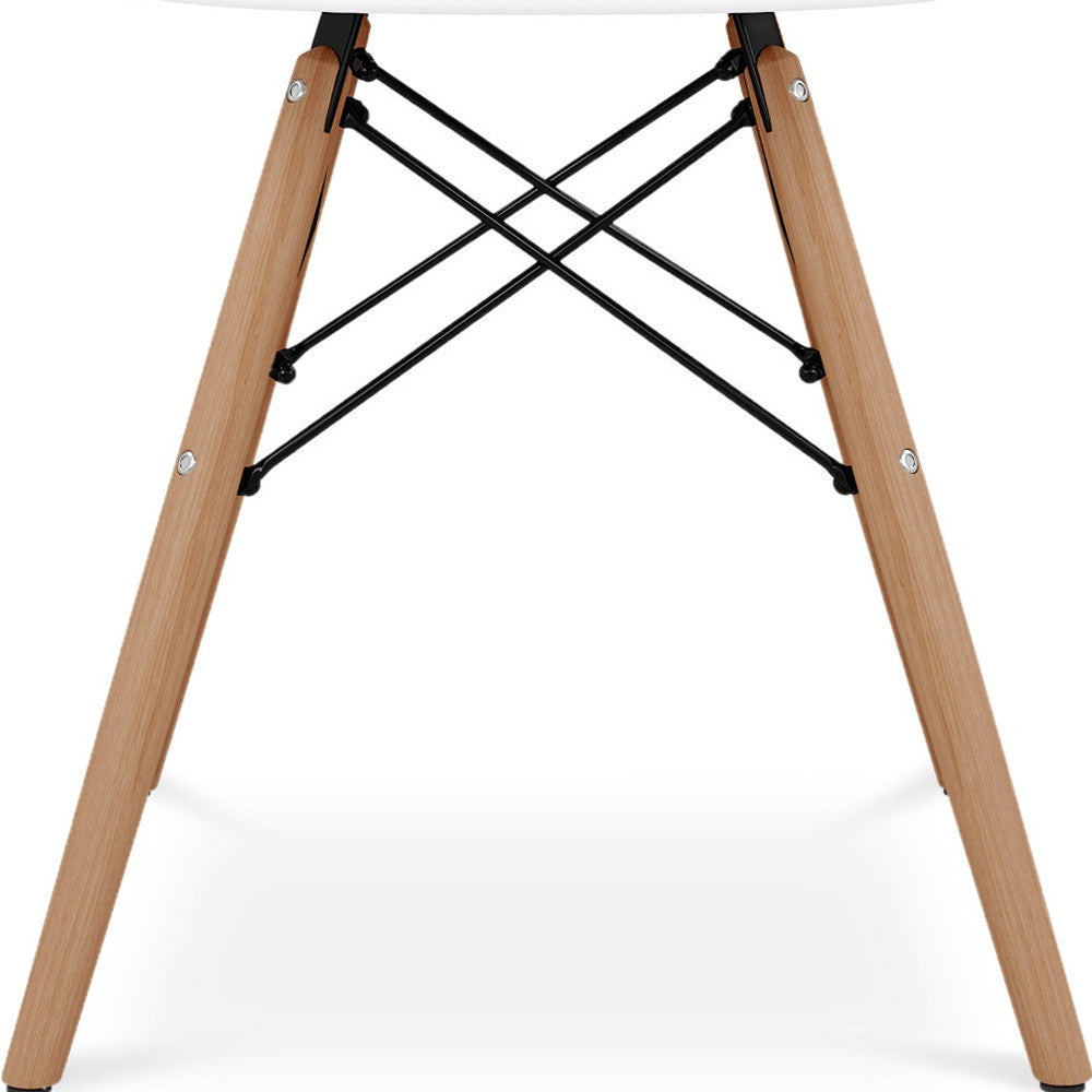 White And Natural Heavy Duty Plastic And Solid Wood Dining Arm Chair