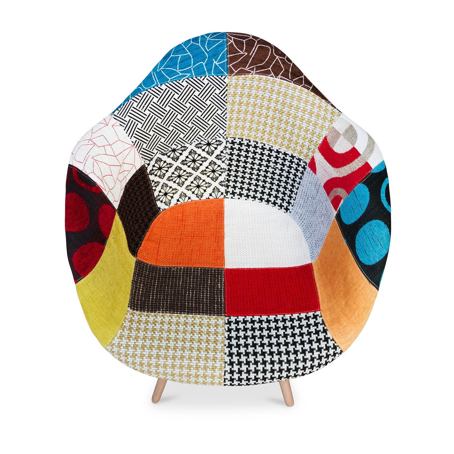 Rainbow and Natural Upholstered Fabric Dining Arm Chair