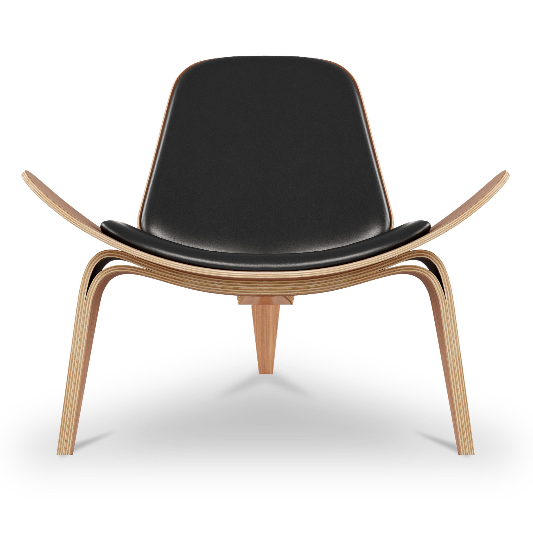36" Black and Brown Genuine Leather Lounge Chair