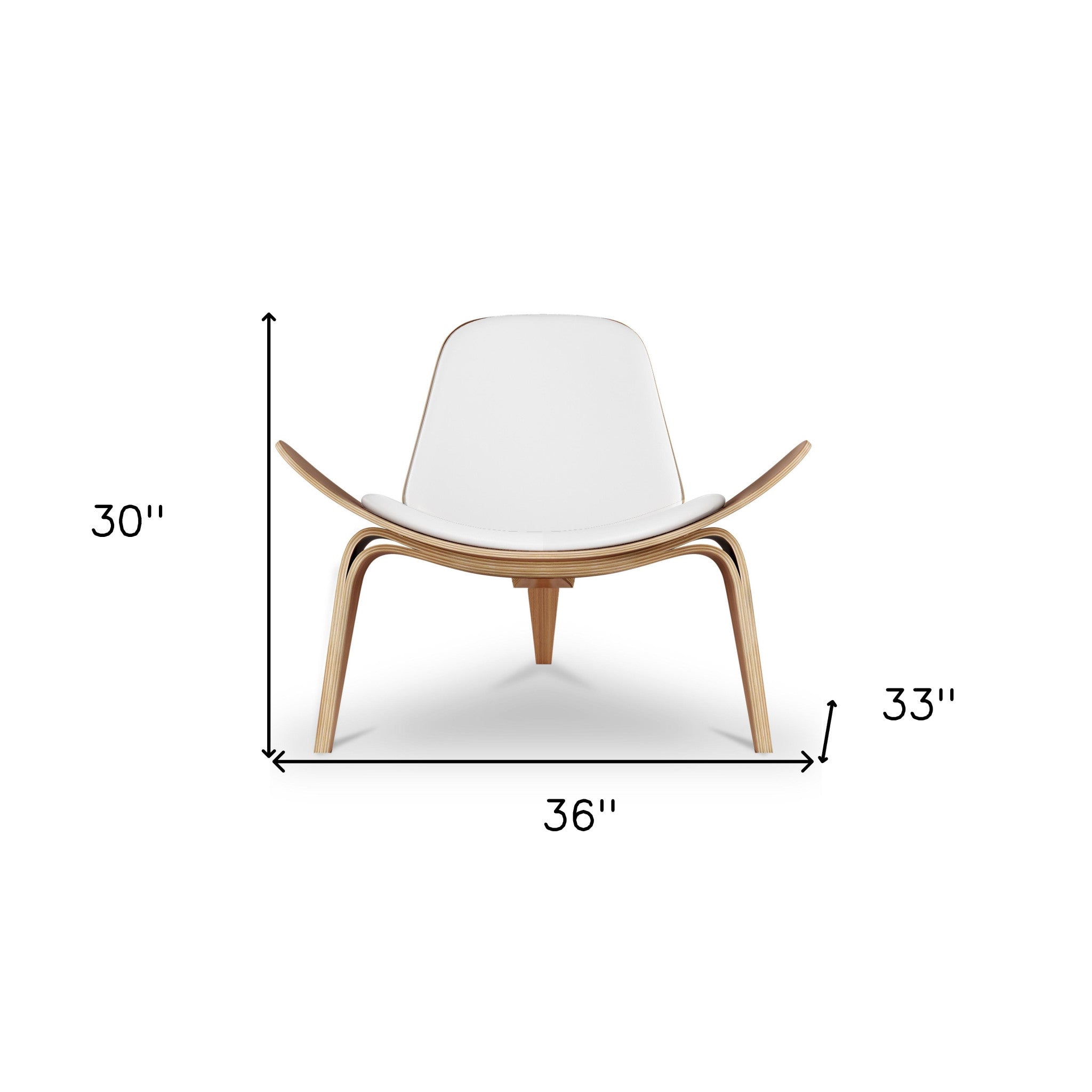 36" White and Brown Genuine Leather Lounge Chair