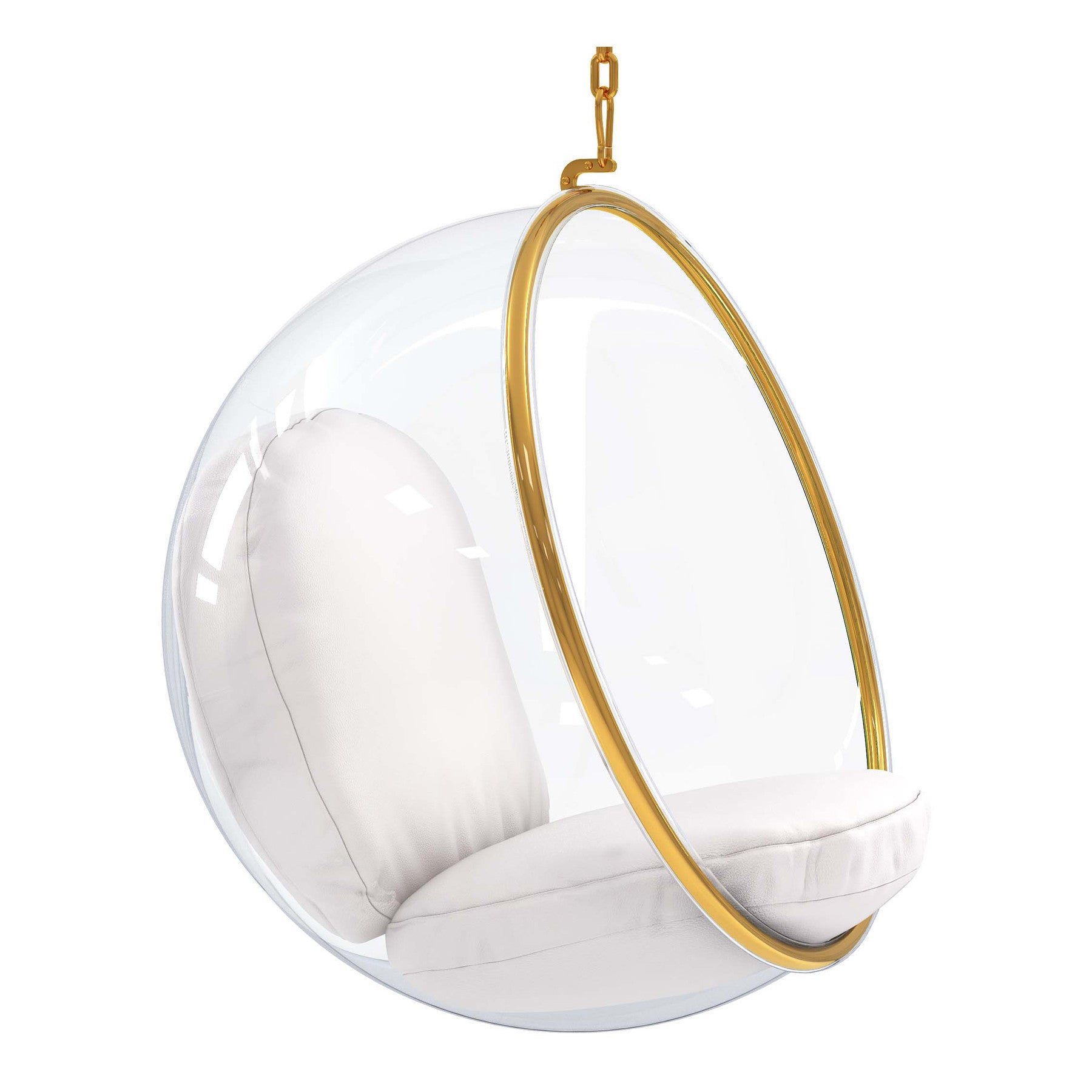 42" White Faux Leather Balloon Chair