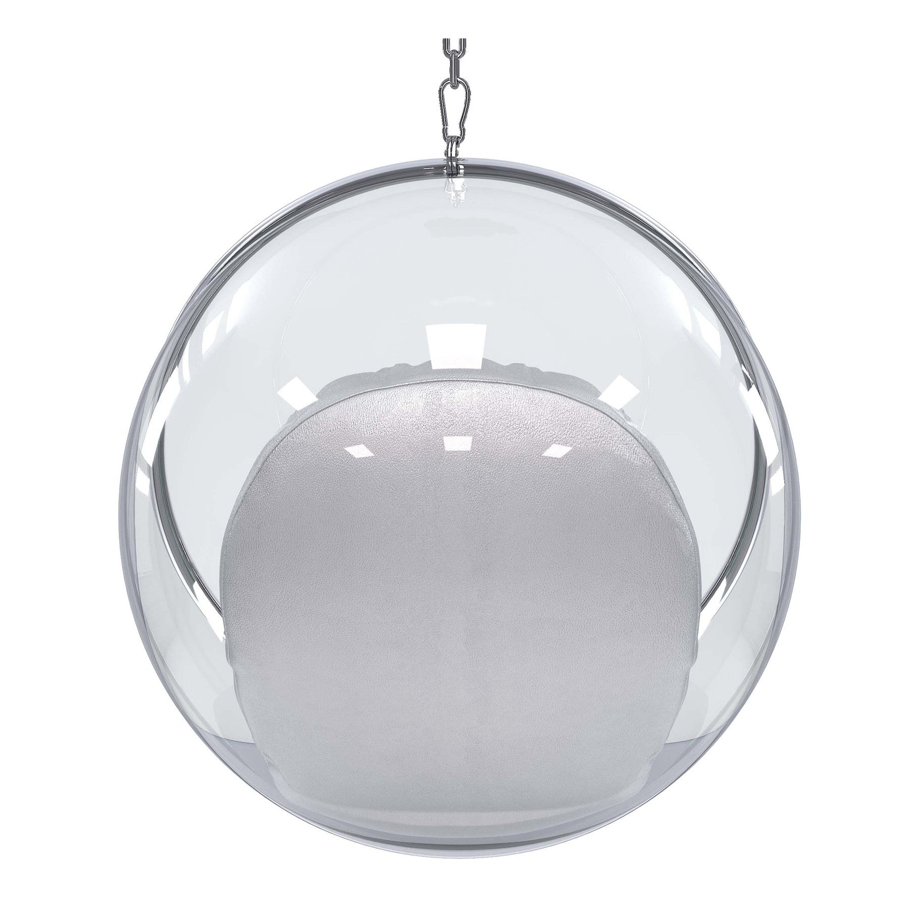 42" Silver Faux Leather Balloon Chair