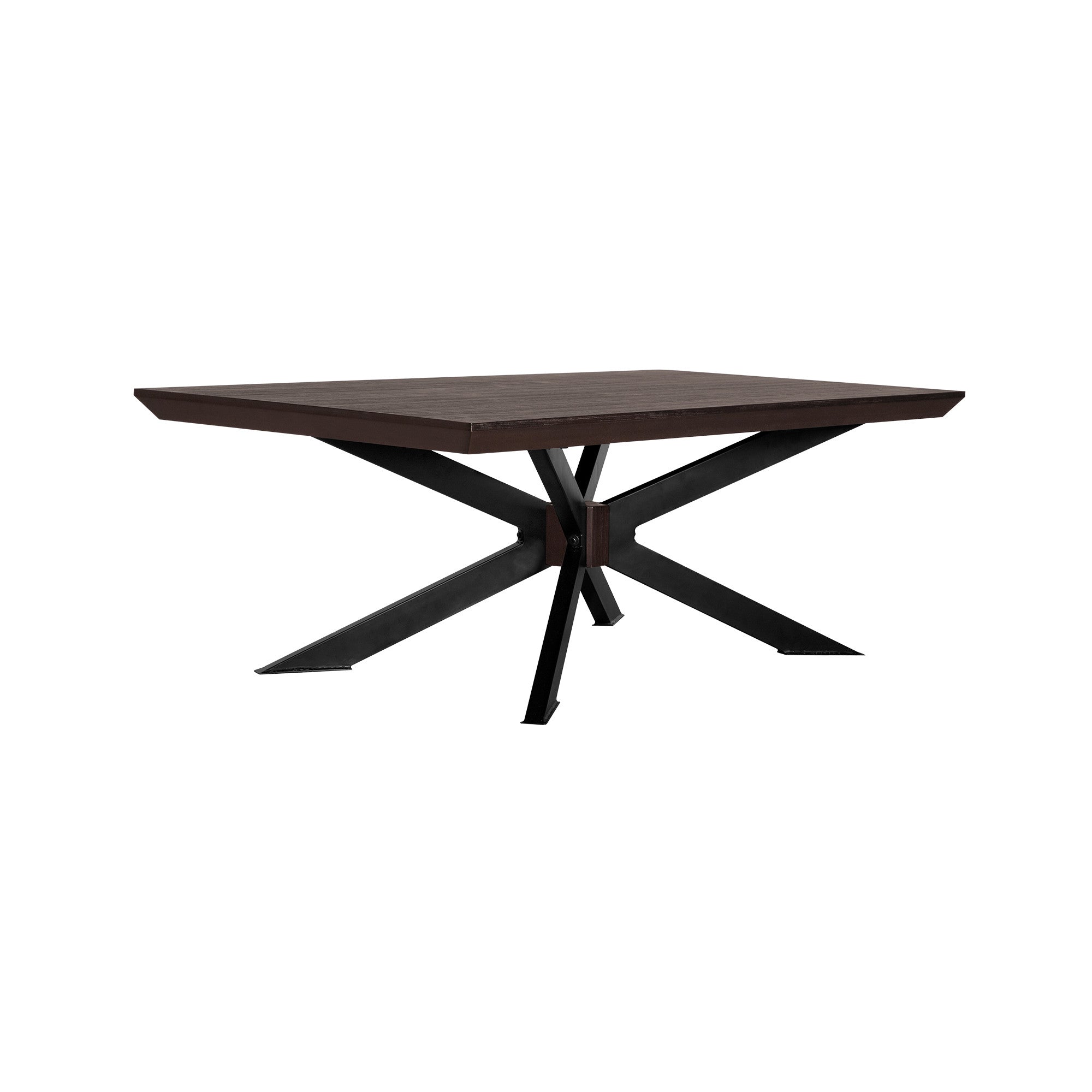 55" Brown And Black Solid Wood And Metal Coffee Table