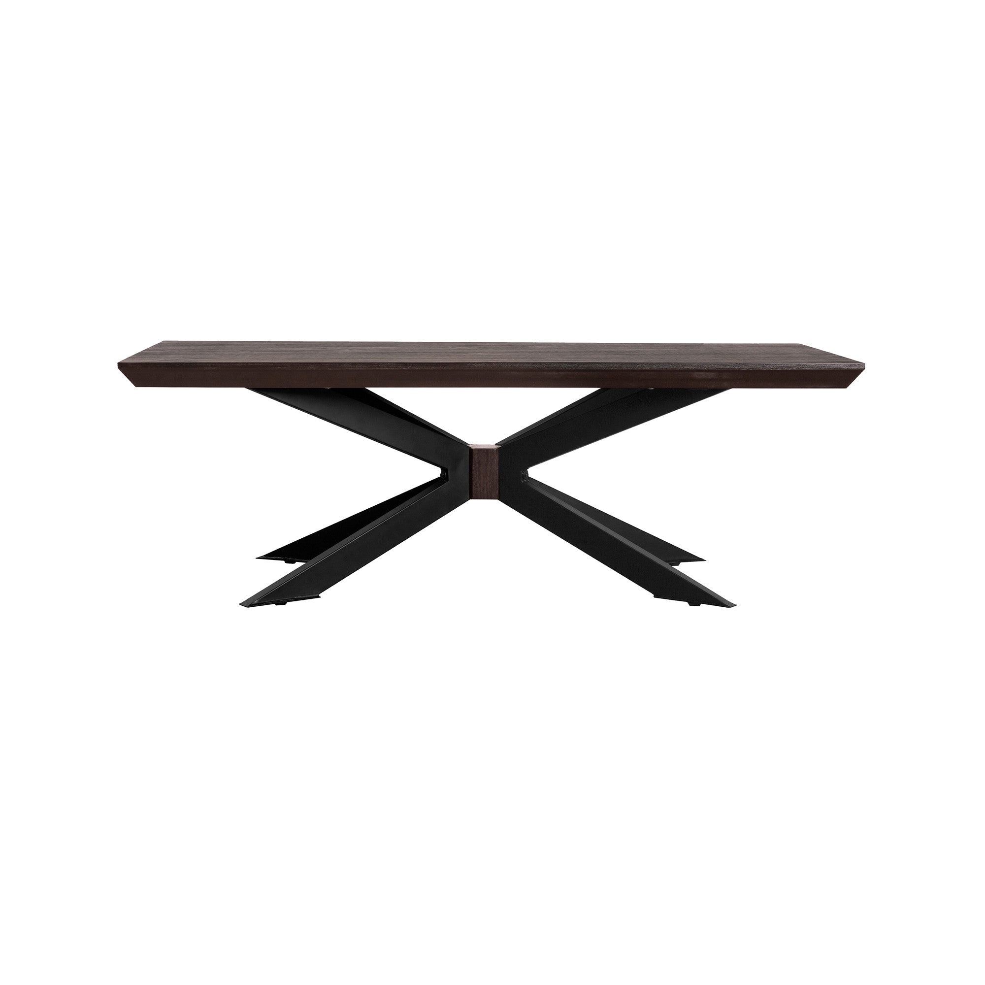 55" Brown And Black Solid Wood And Metal Coffee Table