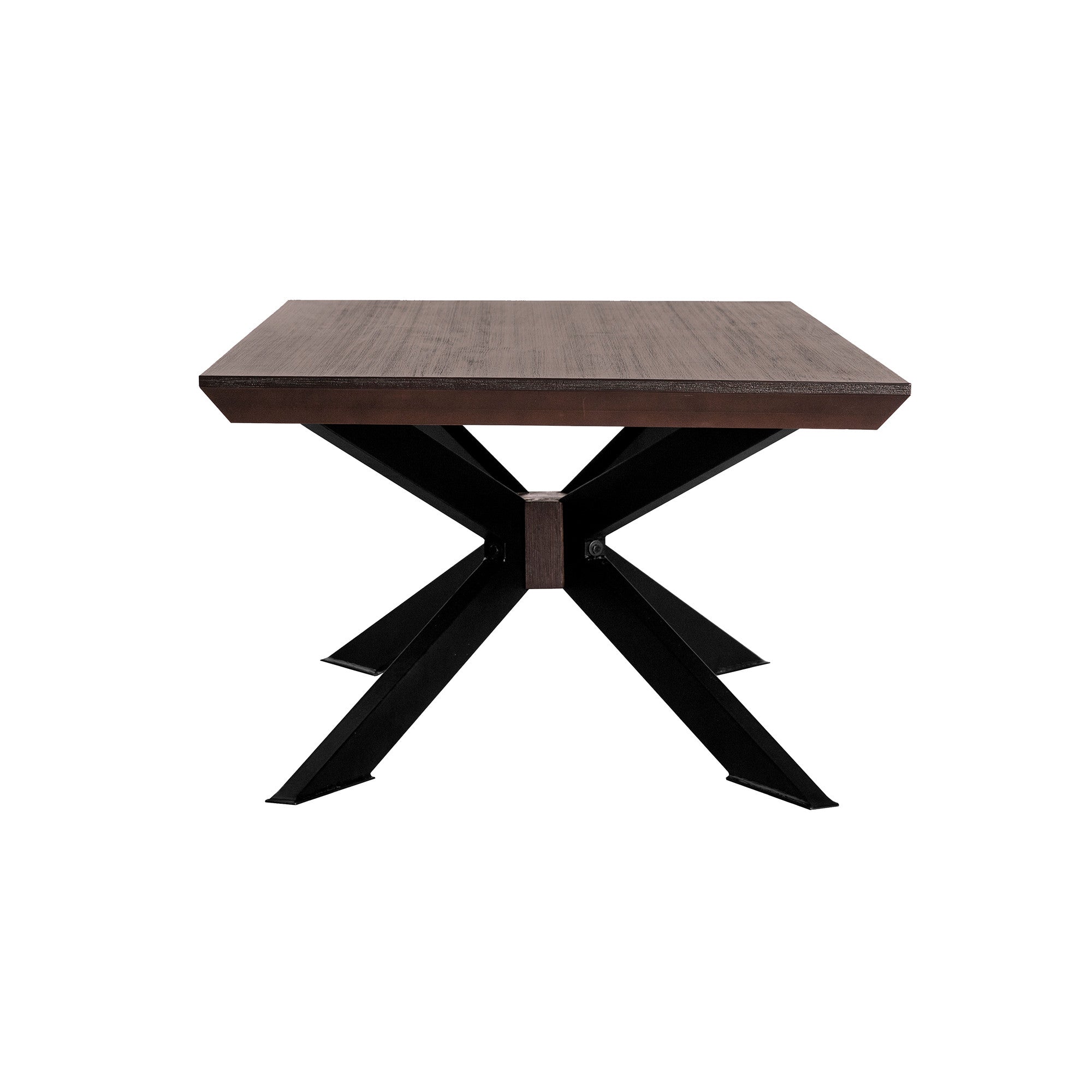 55" Brown And Black Solid Wood And Metal Coffee Table