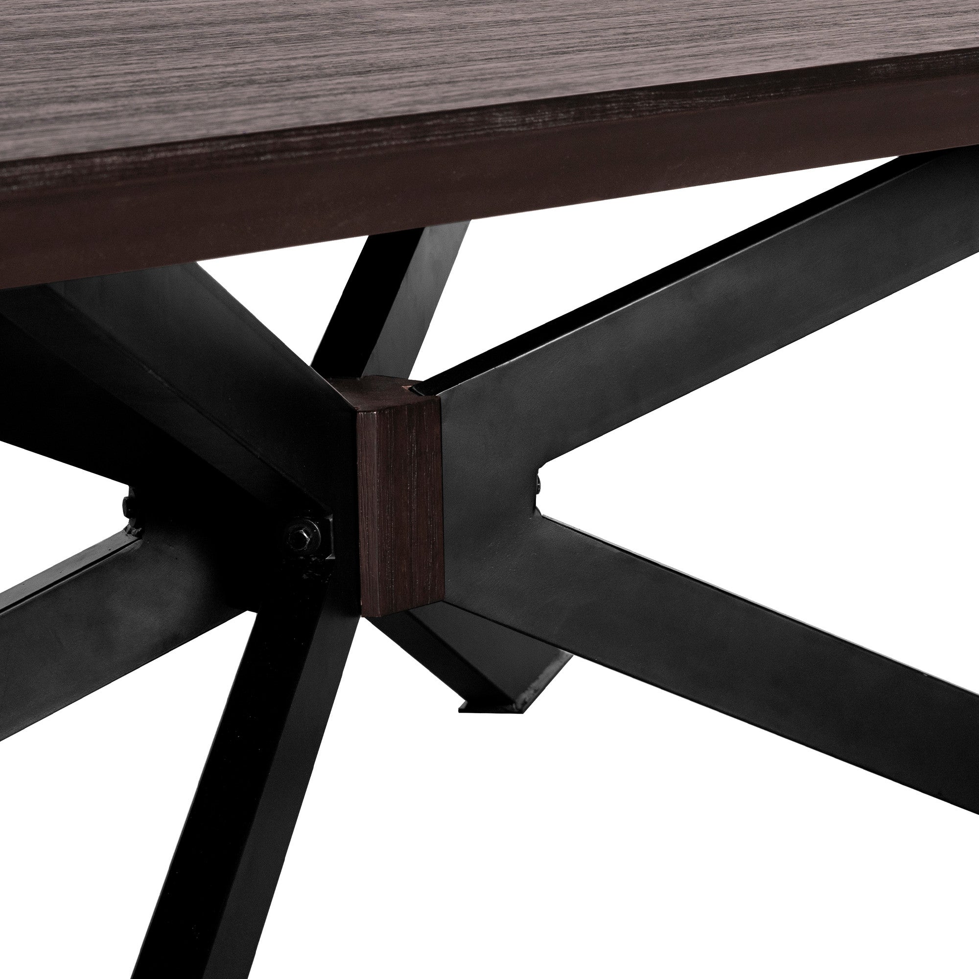 55" Brown And Black Solid Wood And Metal Coffee Table
