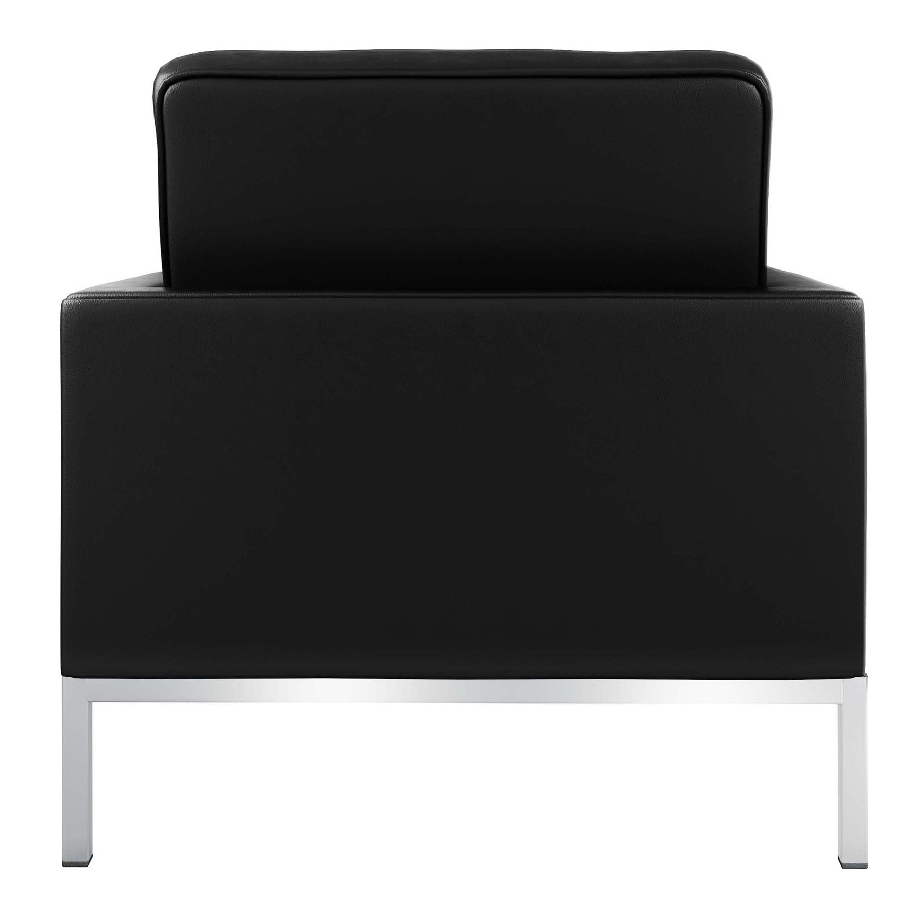 31" Black and Silver Italian Leather Tufted Club Chair