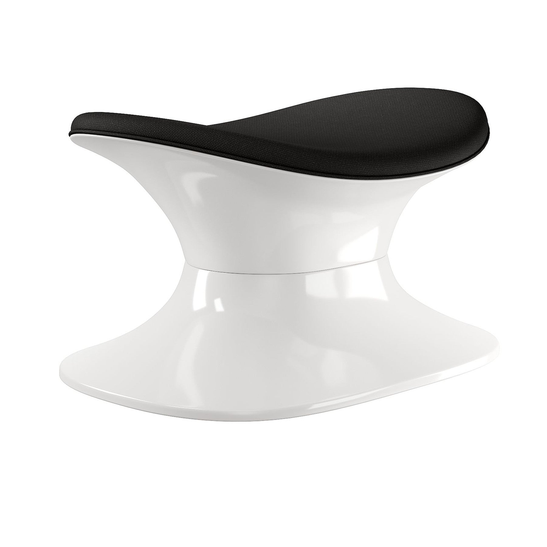 21" Black and White Wool And Fiberglass Contempo Footstool Ottoman