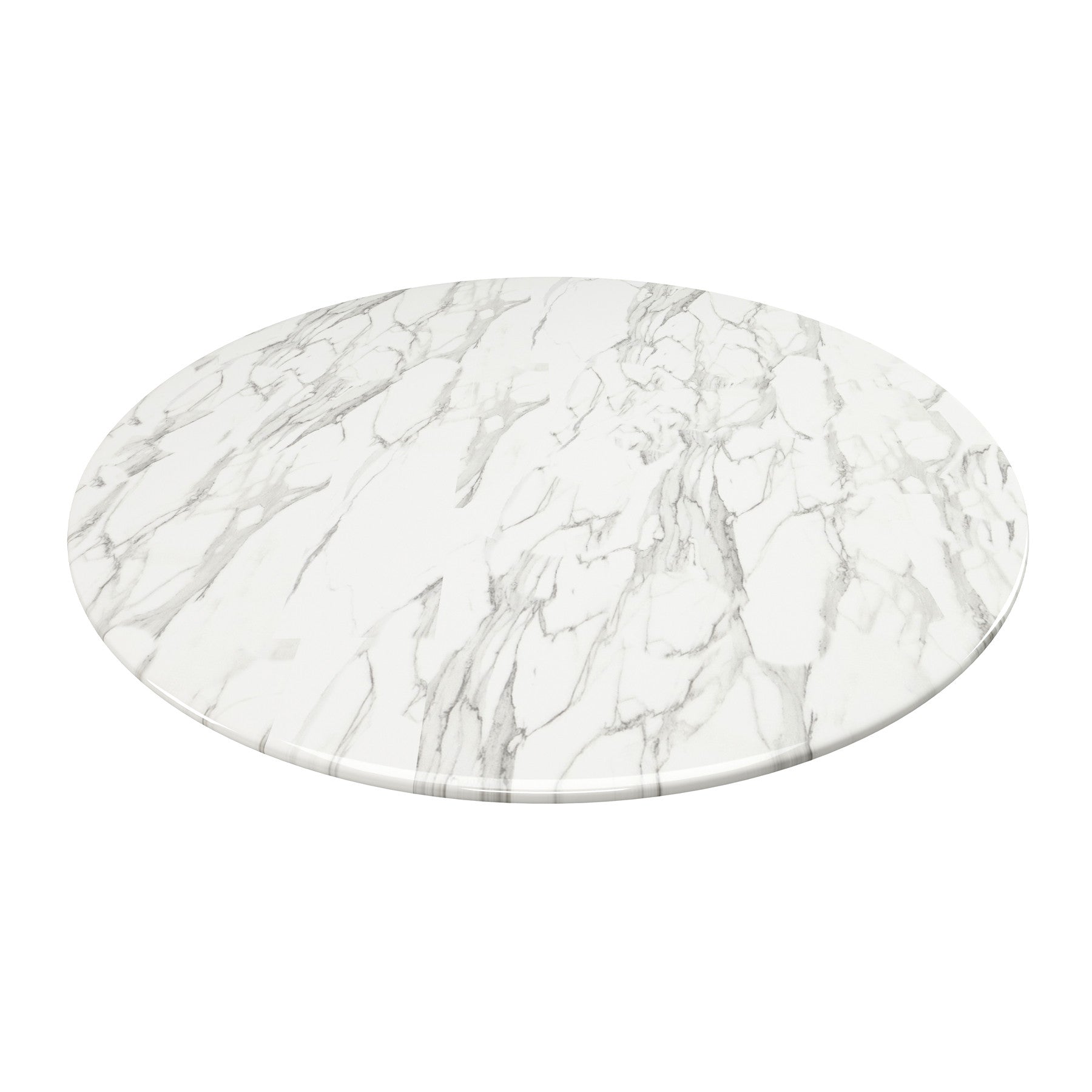 40" White Rounded Stone And Metal Pedestal Base Dining Table