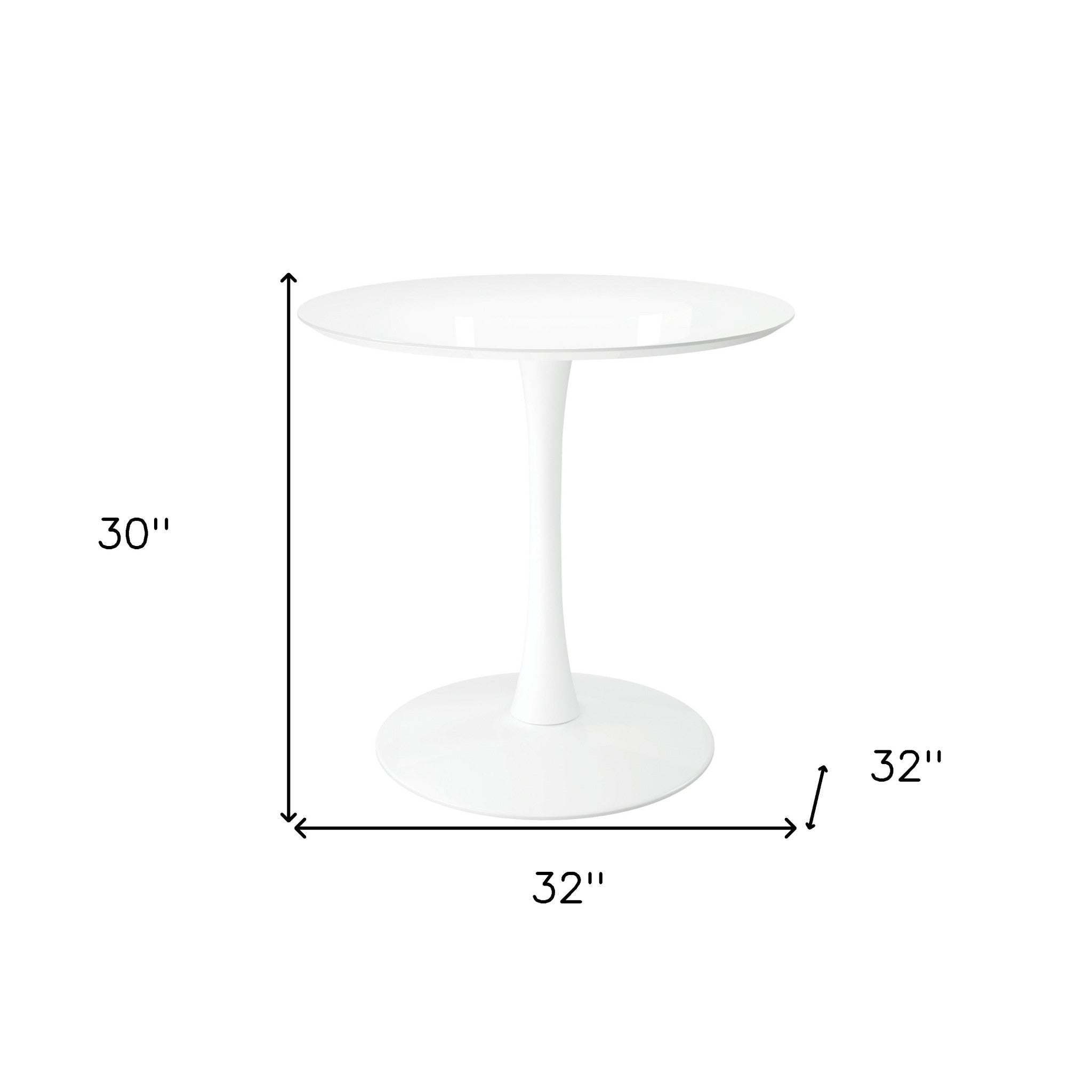32" White Metal Dining Table